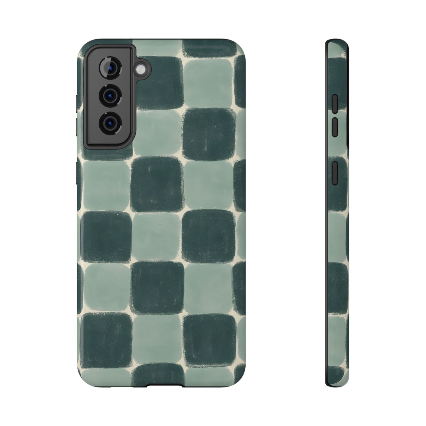 Green Checkerboard Retro Phone Case – MagSafe Compatible for iPhone & Samsung Galaxy