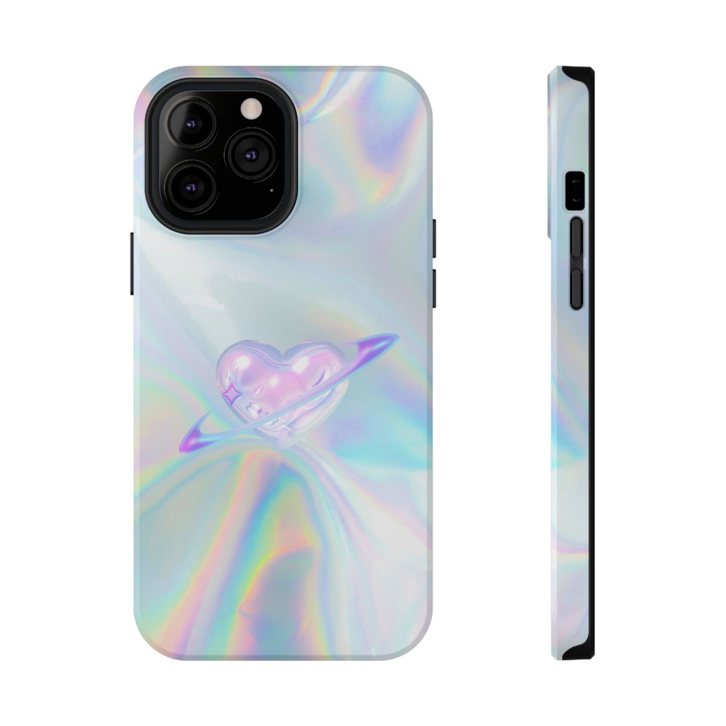 Holographic Heart Galaxy Phone Case – MagSafe Compatible for iPhone & Samsung Galaxy