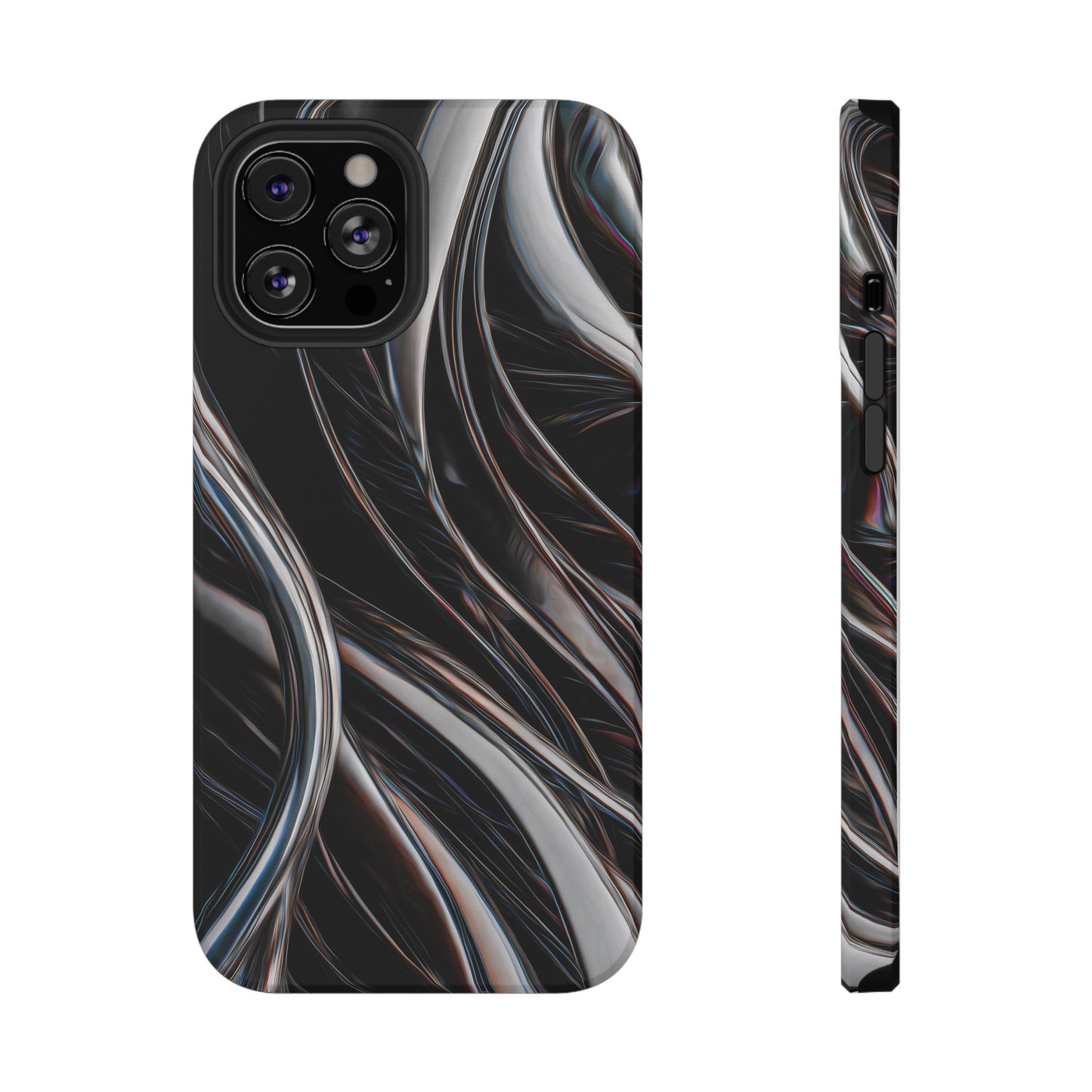 Black Metallic Streaks Phone Case – MagSafe Compatible for iPhone & Samsung Galaxy