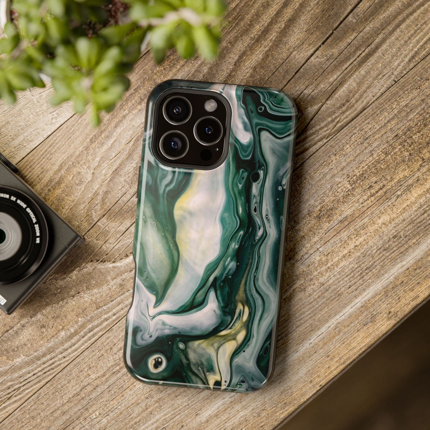 Mystic Forest Marble Swirl Phone Case – MagSafe Compatible for iPhone & Samsung Galaxy