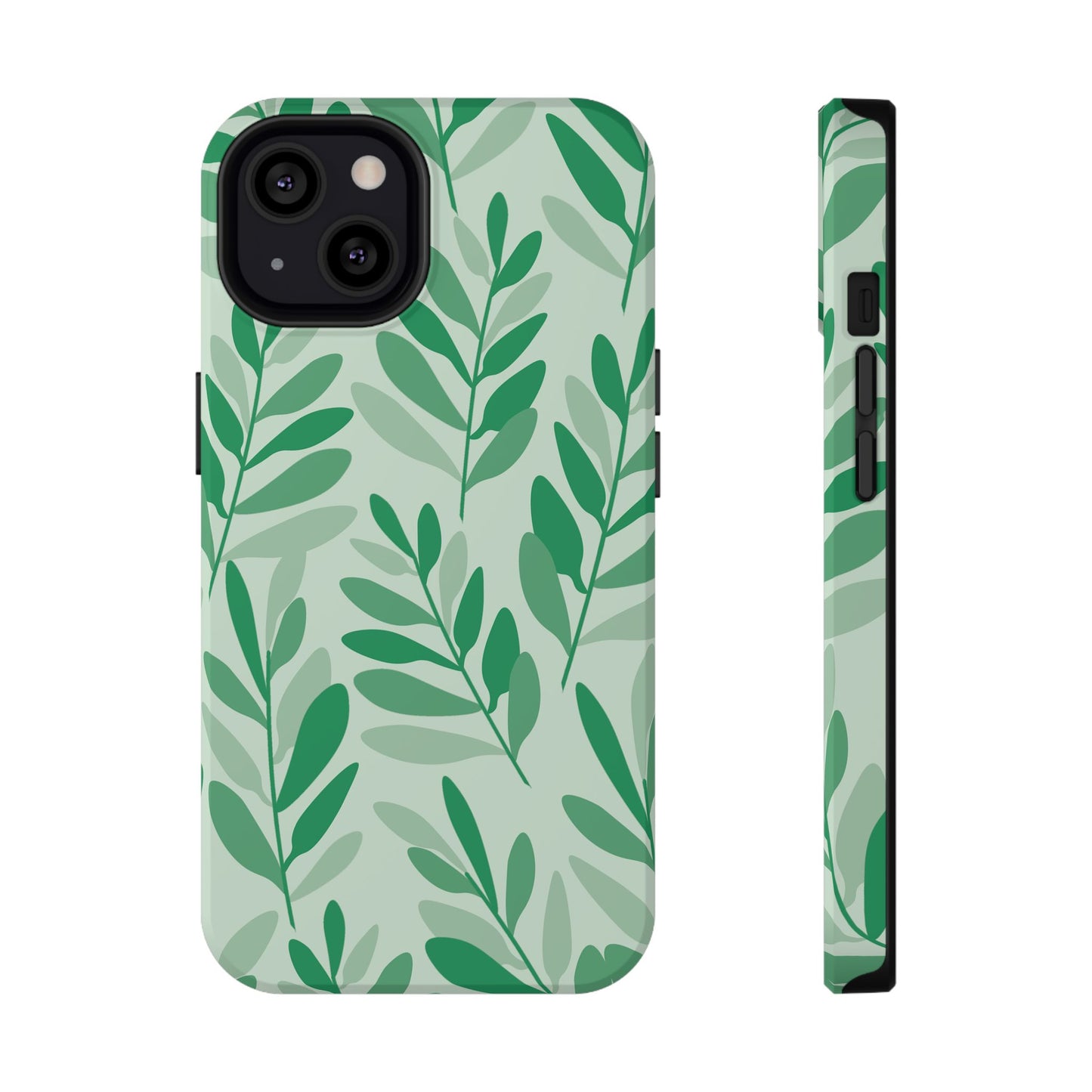 Green Leaf Pattern Phone Case – MagSafe Compatible for iPhone & Samsung Galaxy