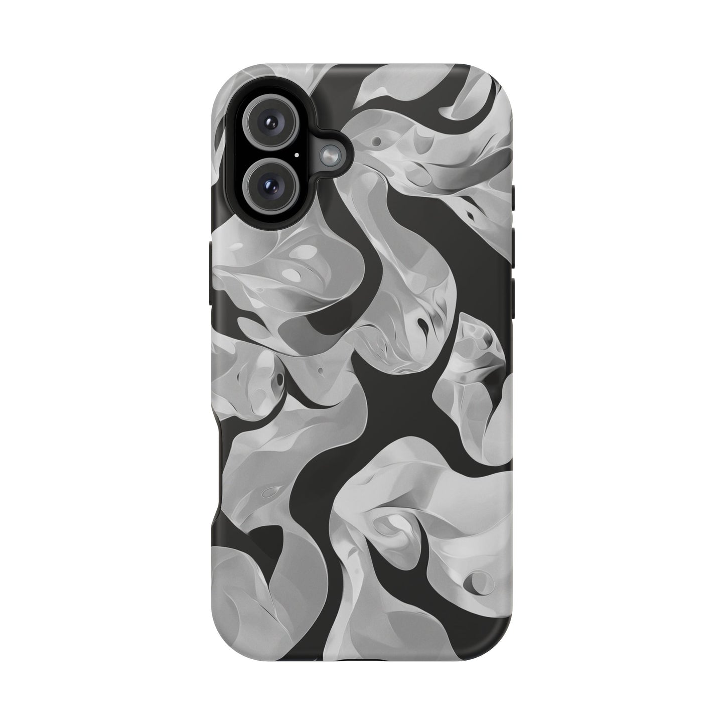 Abstract Monochrome Swirl Phone Case – MagSafe Compatible for iPhone & Samsung Galaxy