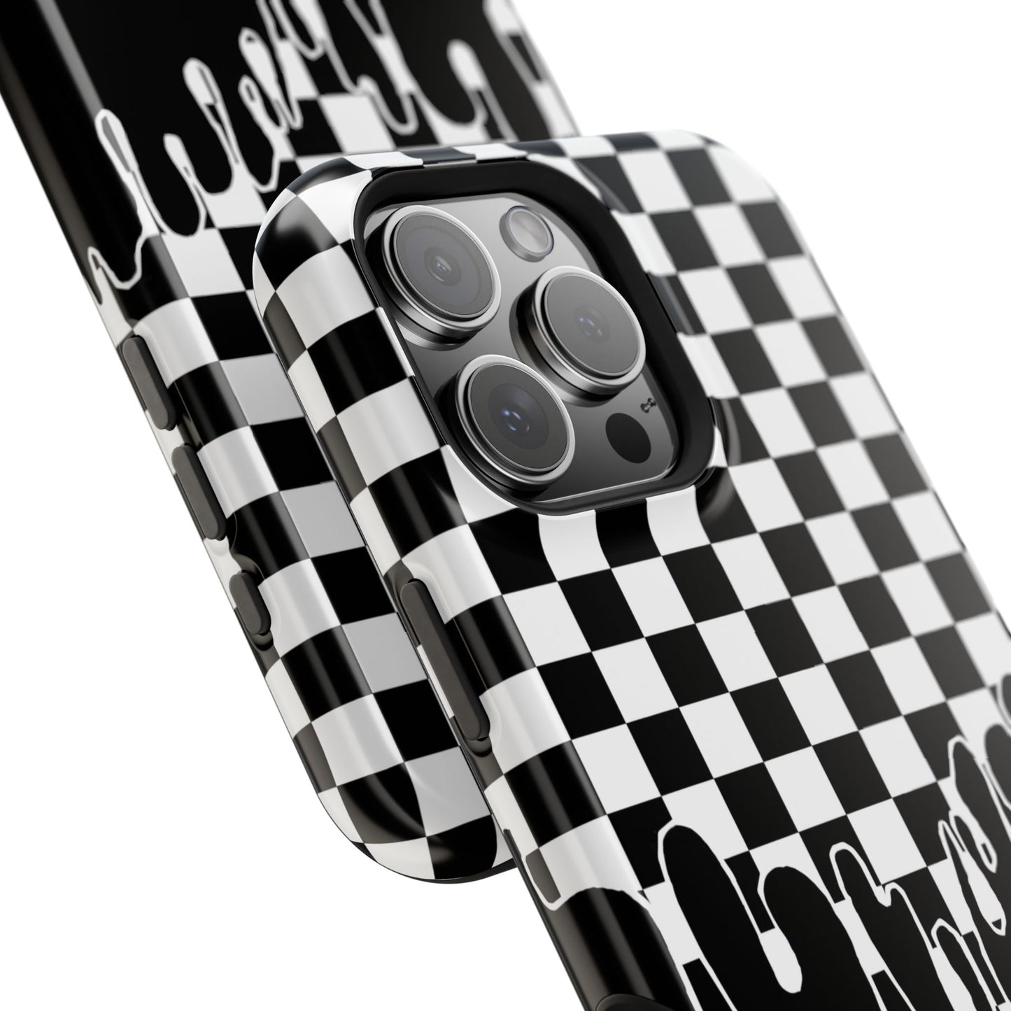 Dripping Checkerboard Phone Case – MagSafe Compatible for iPhone & Samsung Galaxy