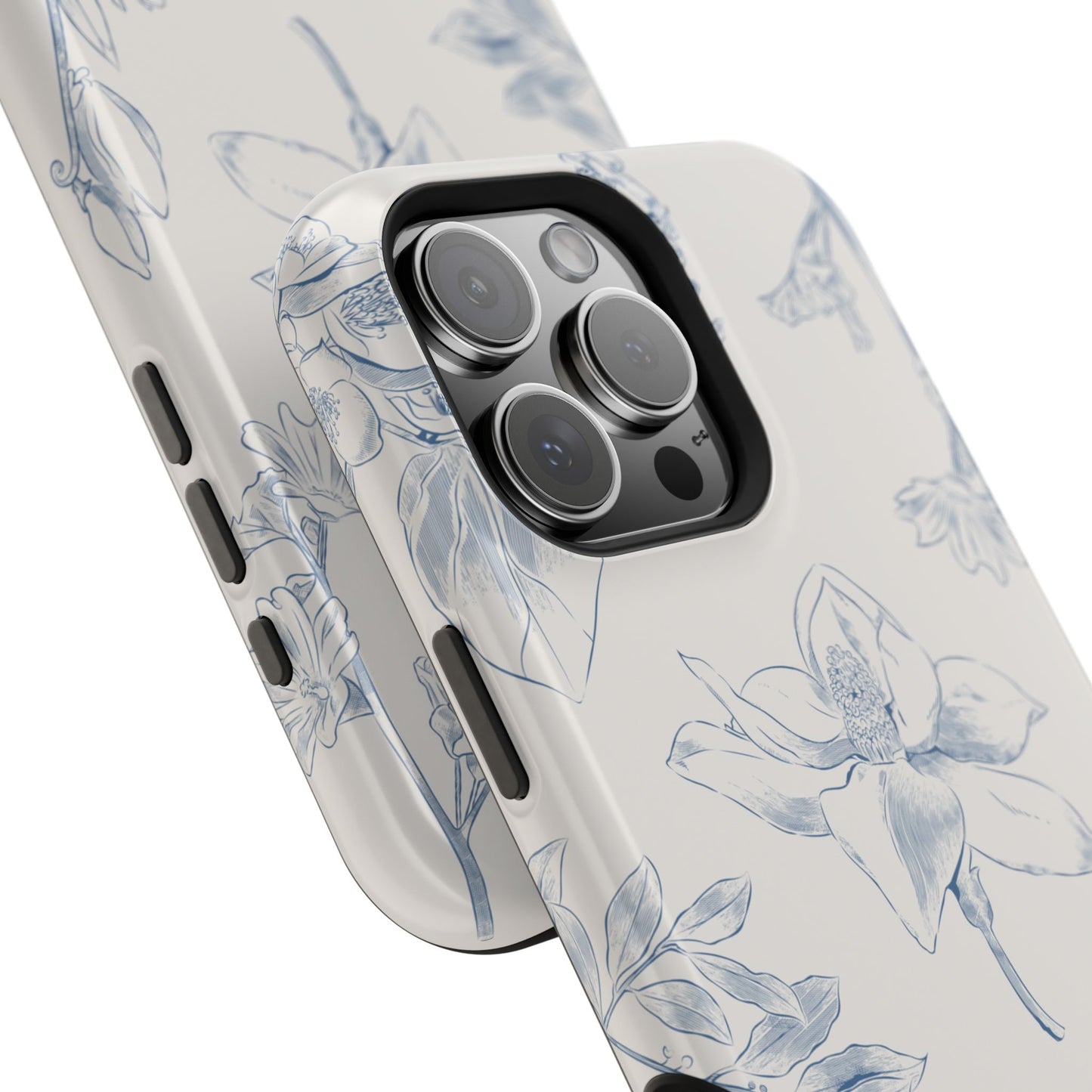 Vintage Blue Botanical Sketch Phone Case – MagSafe Compatible for iPhone & Samsung Galaxy