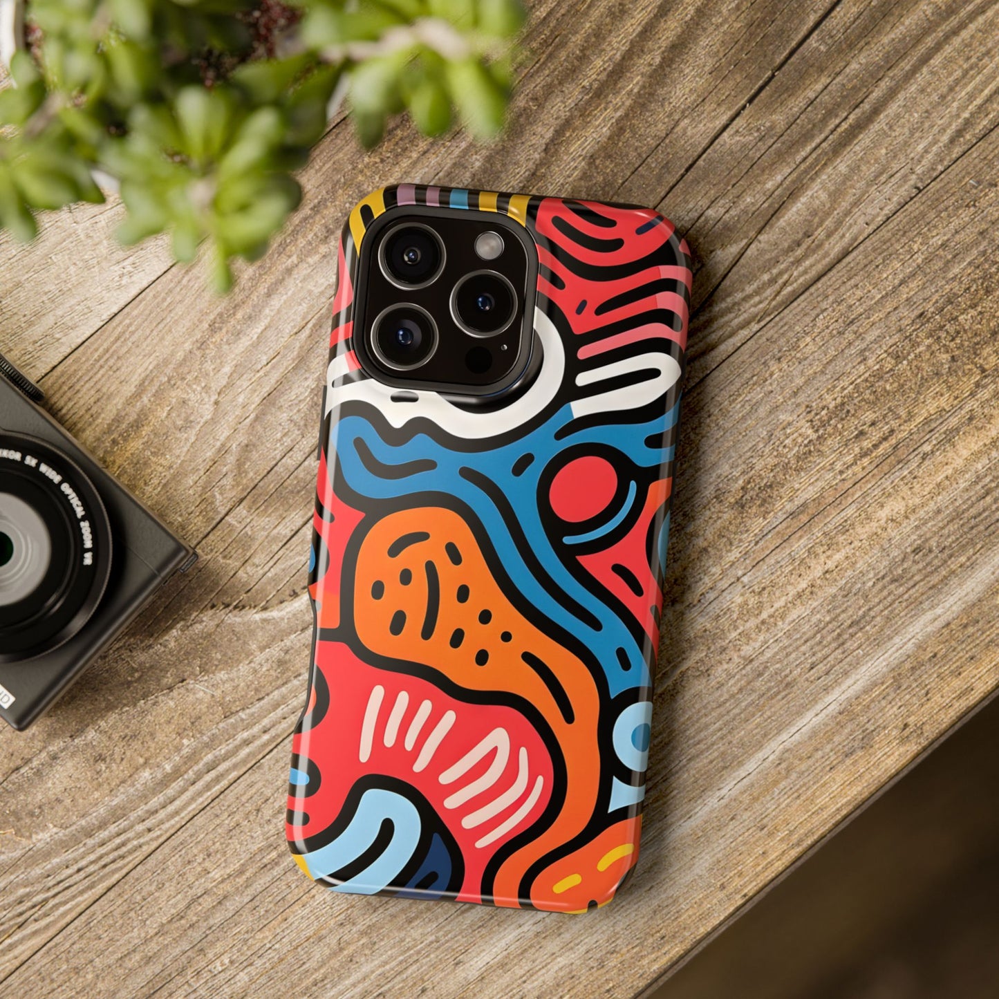 Bold Abstract Doodle Phone Case – MagSafe Compatible for iPhone & Samsung Galaxy