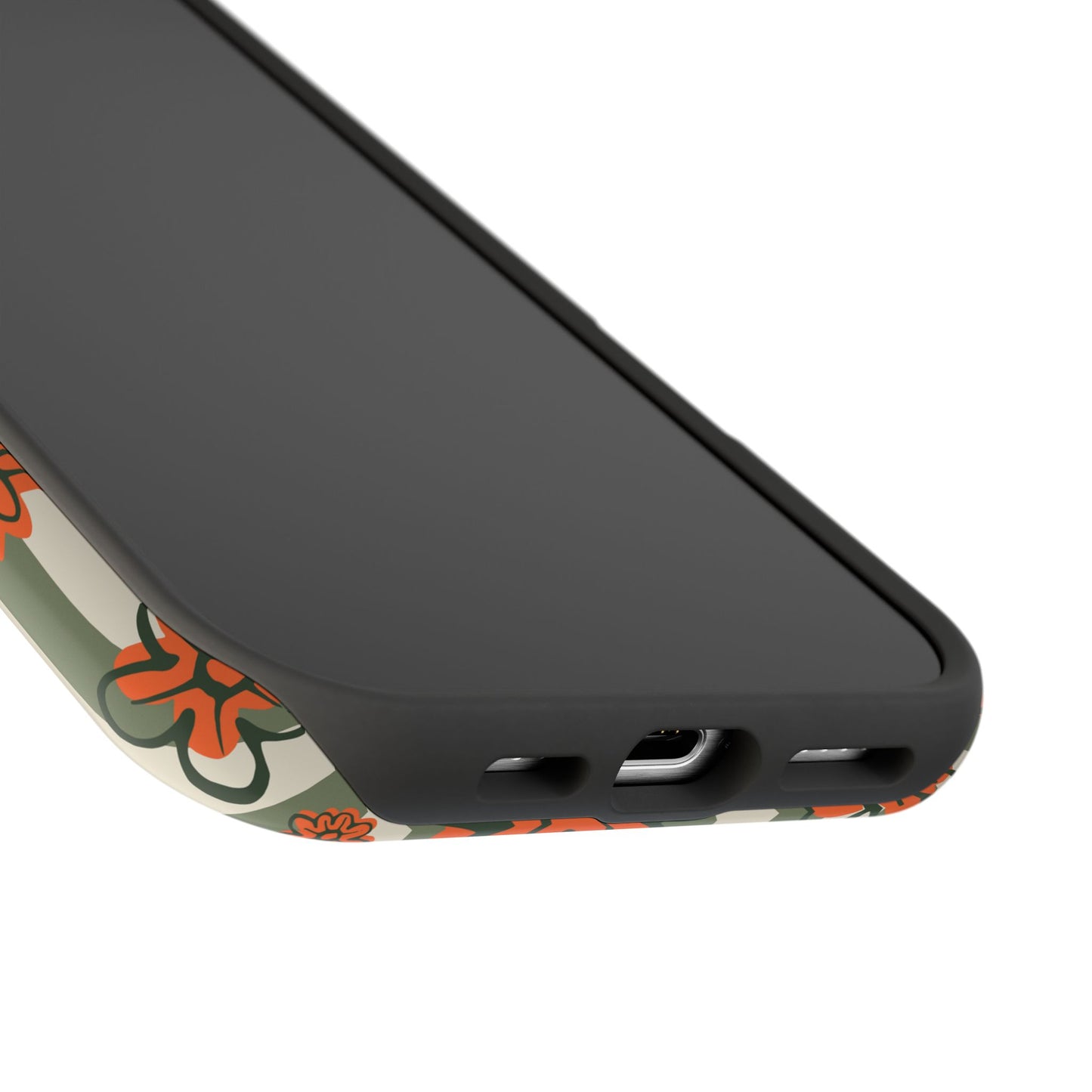 Retro Striped Floral Phone Case – MagSafe Compatible for iPhone & Samsung Galaxy