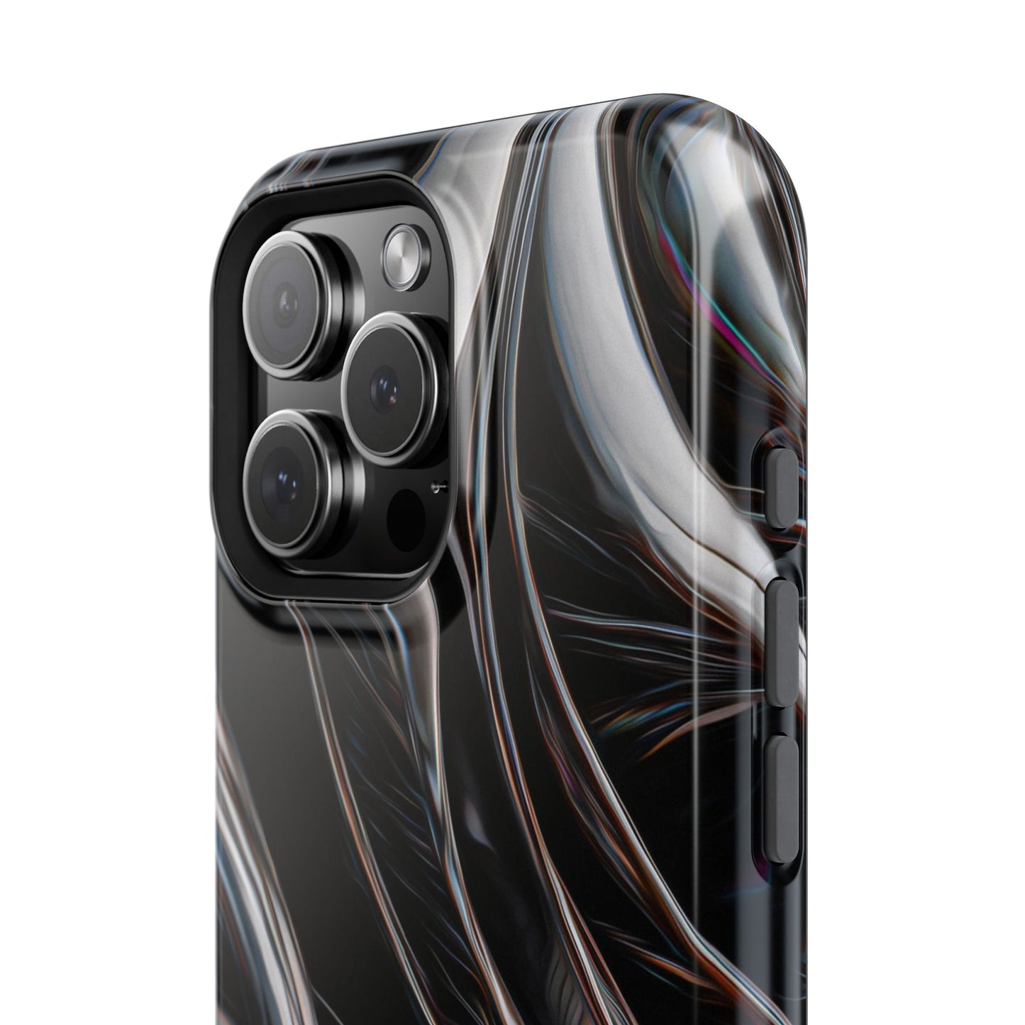 Black Metallic Streaks Phone Case – MagSafe Compatible for iPhone & Samsung Galaxy
