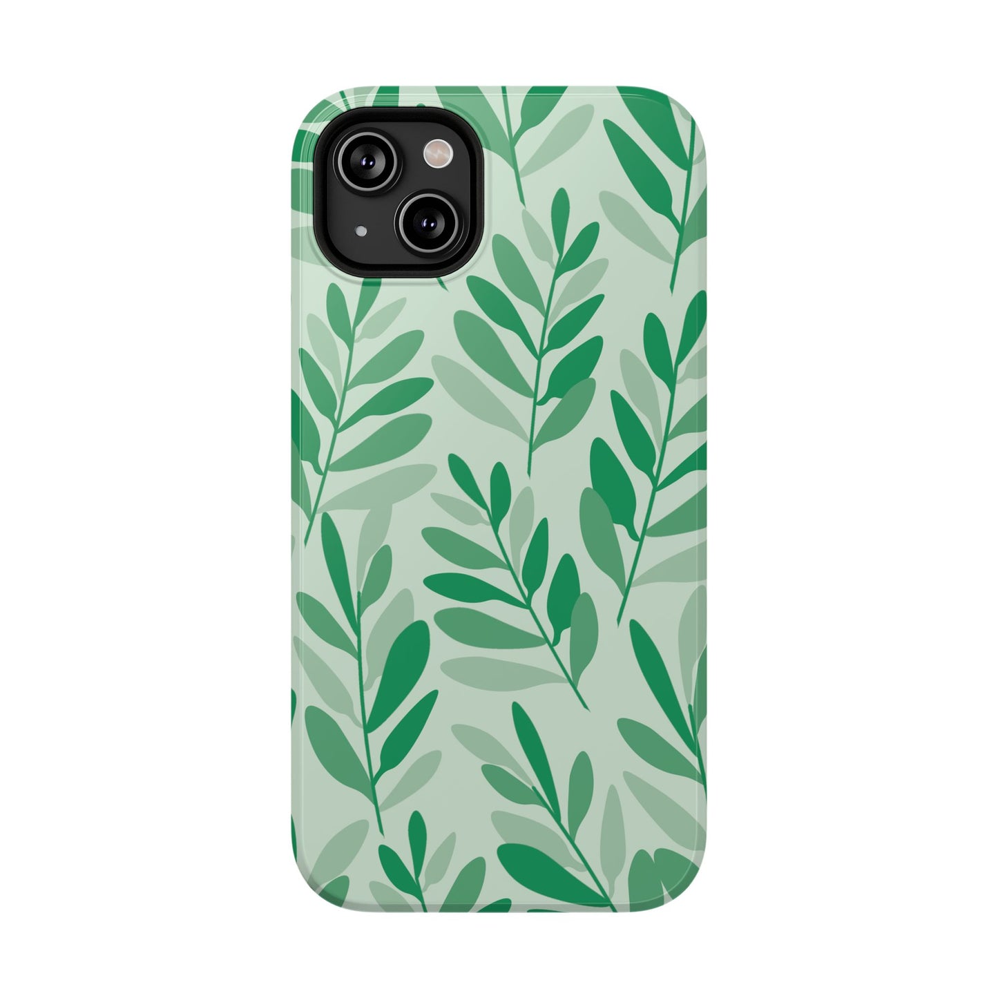 Green Leaf Pattern Phone Case – MagSafe Compatible for iPhone & Samsung Galaxy