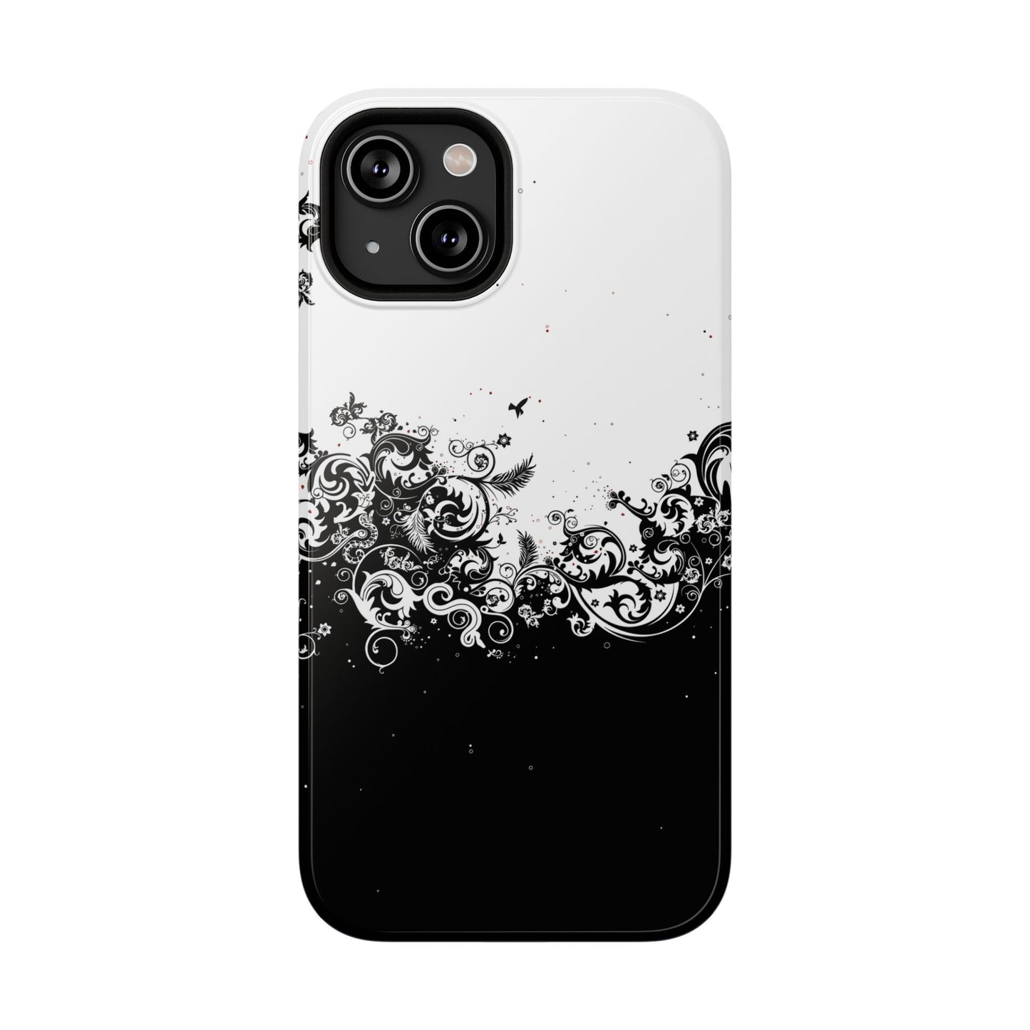 Ornate Black & White Floral Swirl Phone Case – MagSafe Compatible for iPhone & Samsung Galaxy
