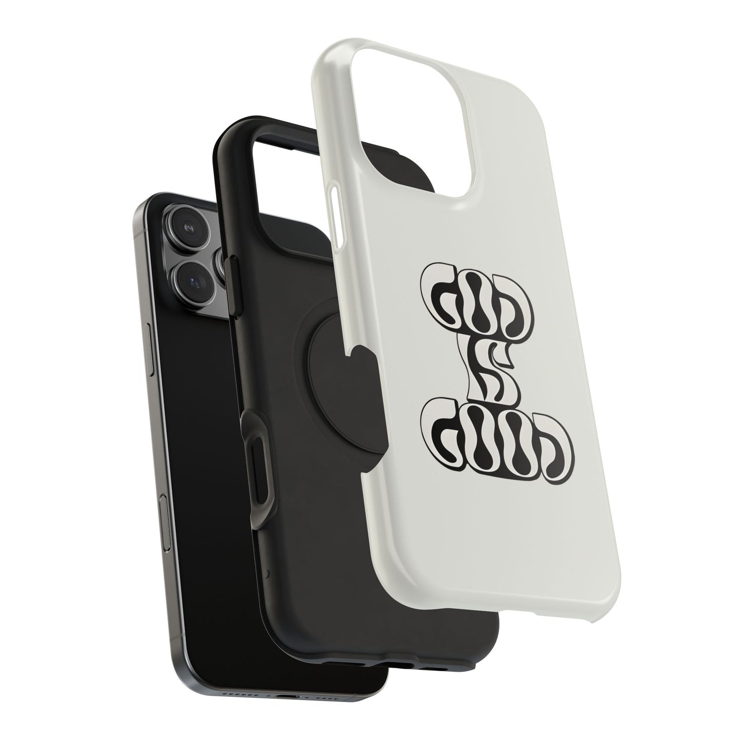 Black & White Bold "God Is Good" Phone Case – MagSafe Compatible for iPhone & Samsung Galaxy