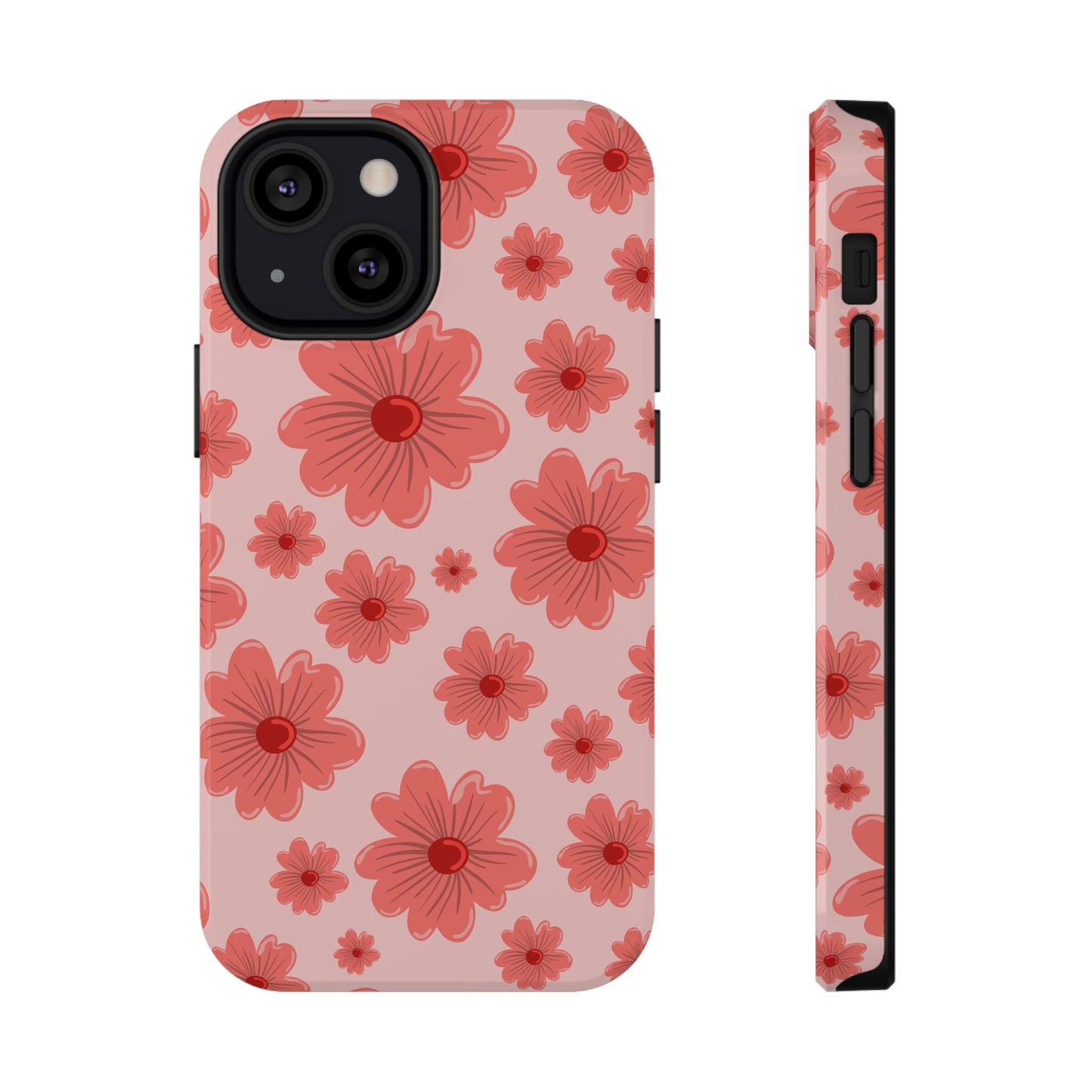 Blush Red Floral Phone Case – MagSafe Compatible for iPhone & Samsung Galaxy