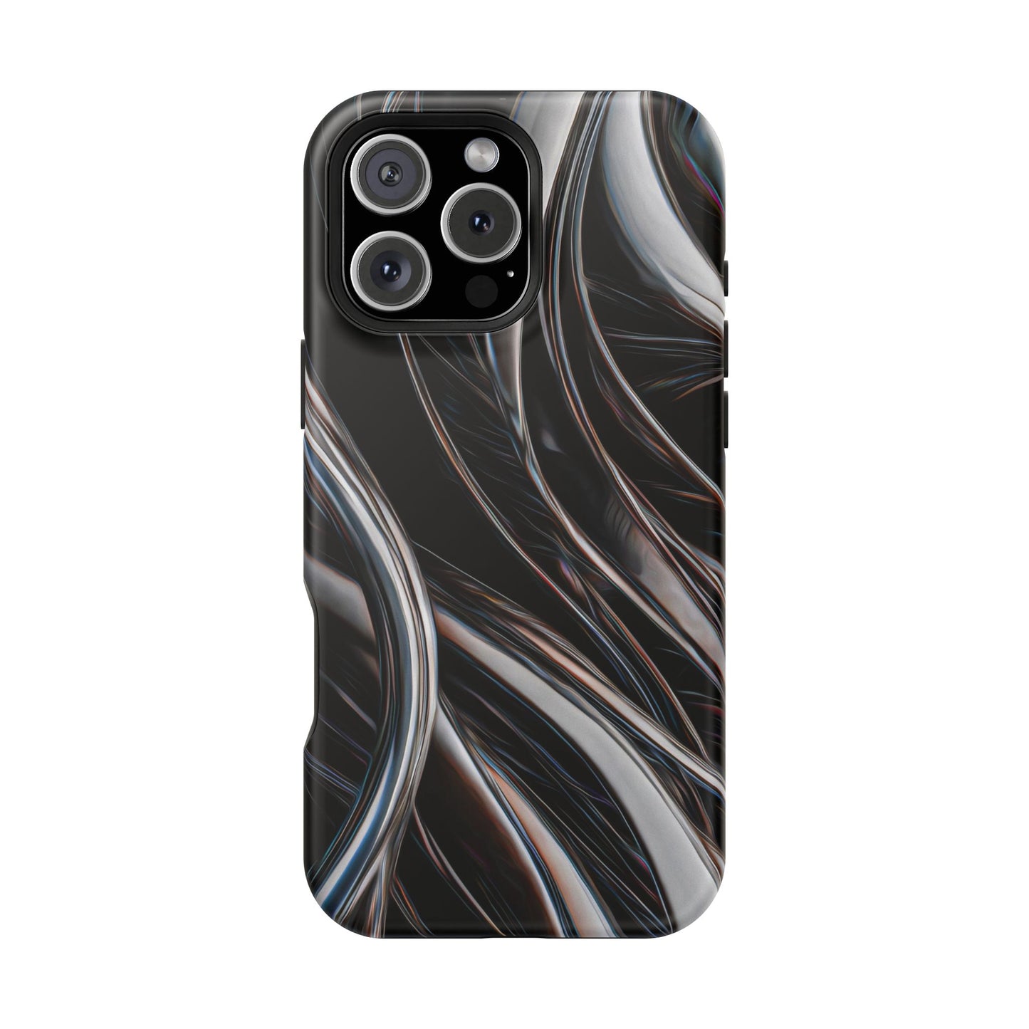 Black Metallic Streaks Phone Case – MagSafe Compatible for iPhone & Samsung Galaxy