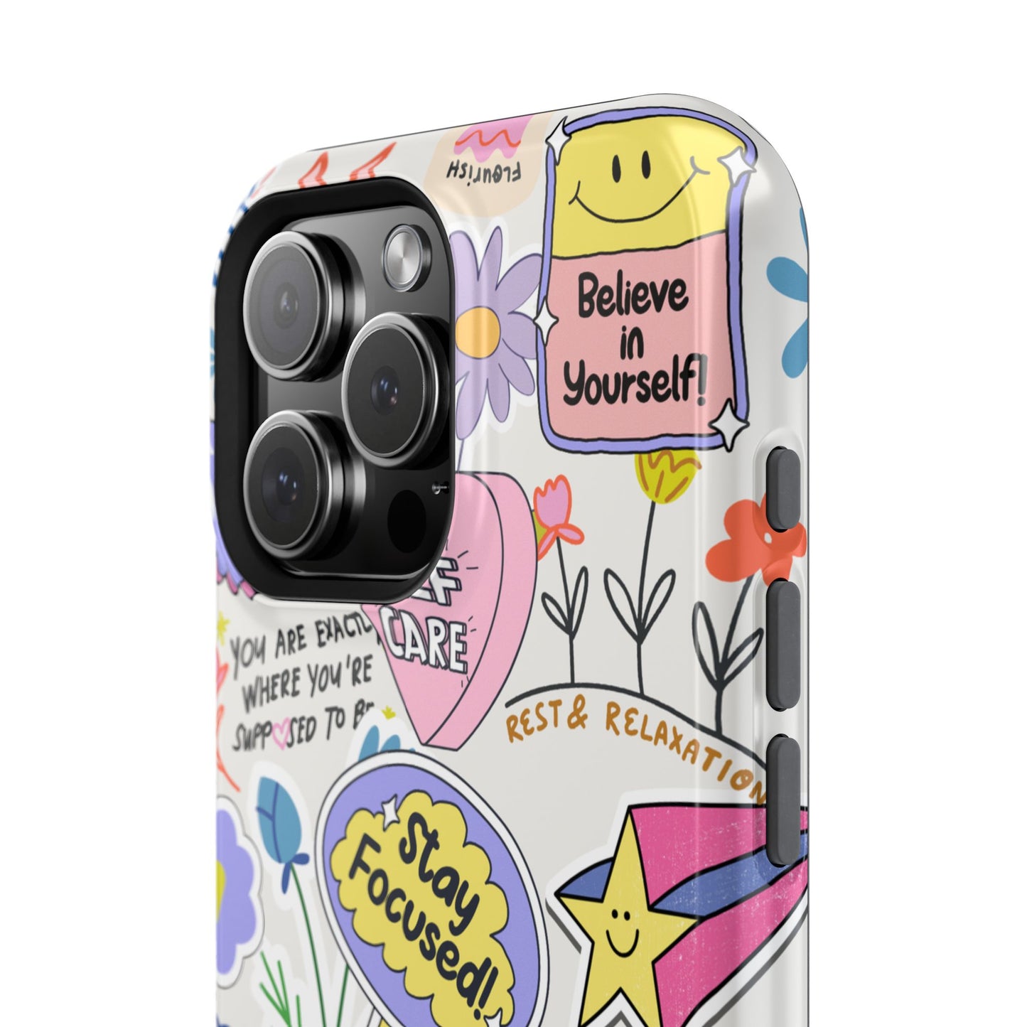Motivational Doodle Collage Phone Case – MagSafe Compatible for iPhone & Samsung Galaxy
