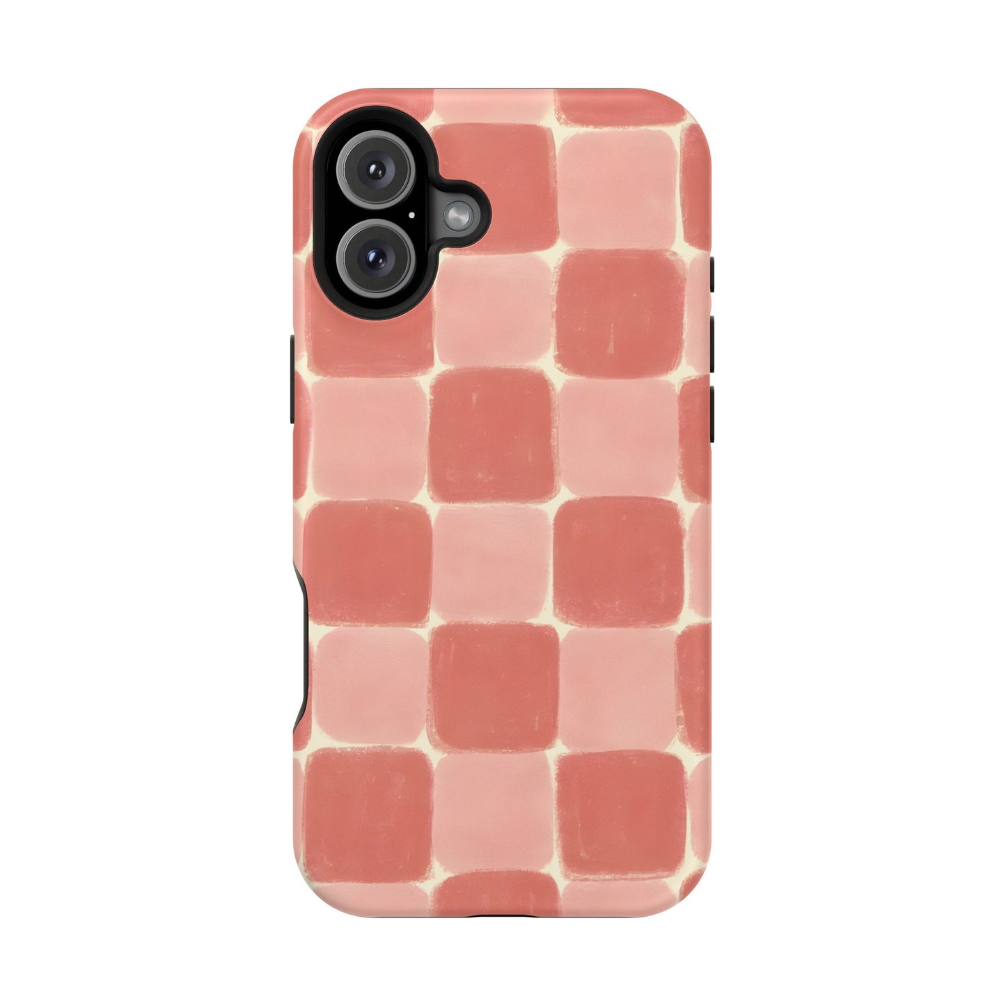 Blush Pink Checkerboard Phone Case – MagSafe Compatible for iPhone & Samsung Galaxy