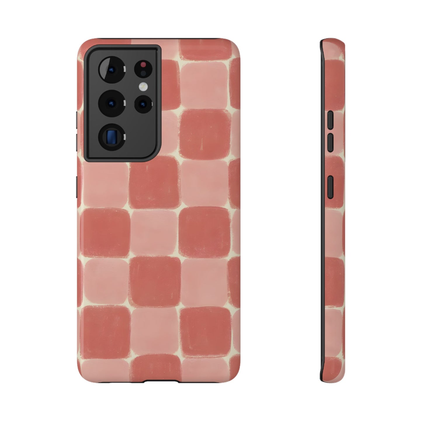 Blush Pink Checkerboard Phone Case – MagSafe Compatible for iPhone & Samsung Galaxy