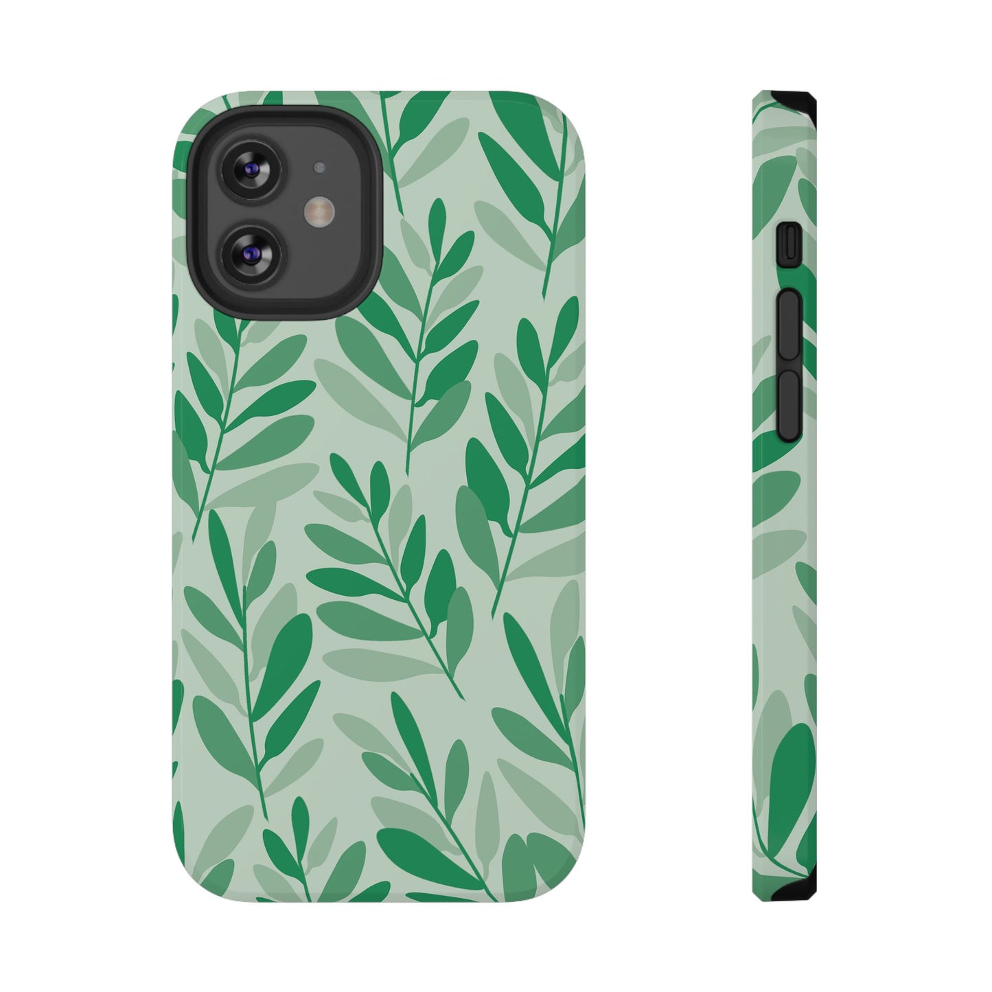 Green Leaf Pattern Phone Case – MagSafe Compatible for iPhone & Samsung Galaxy