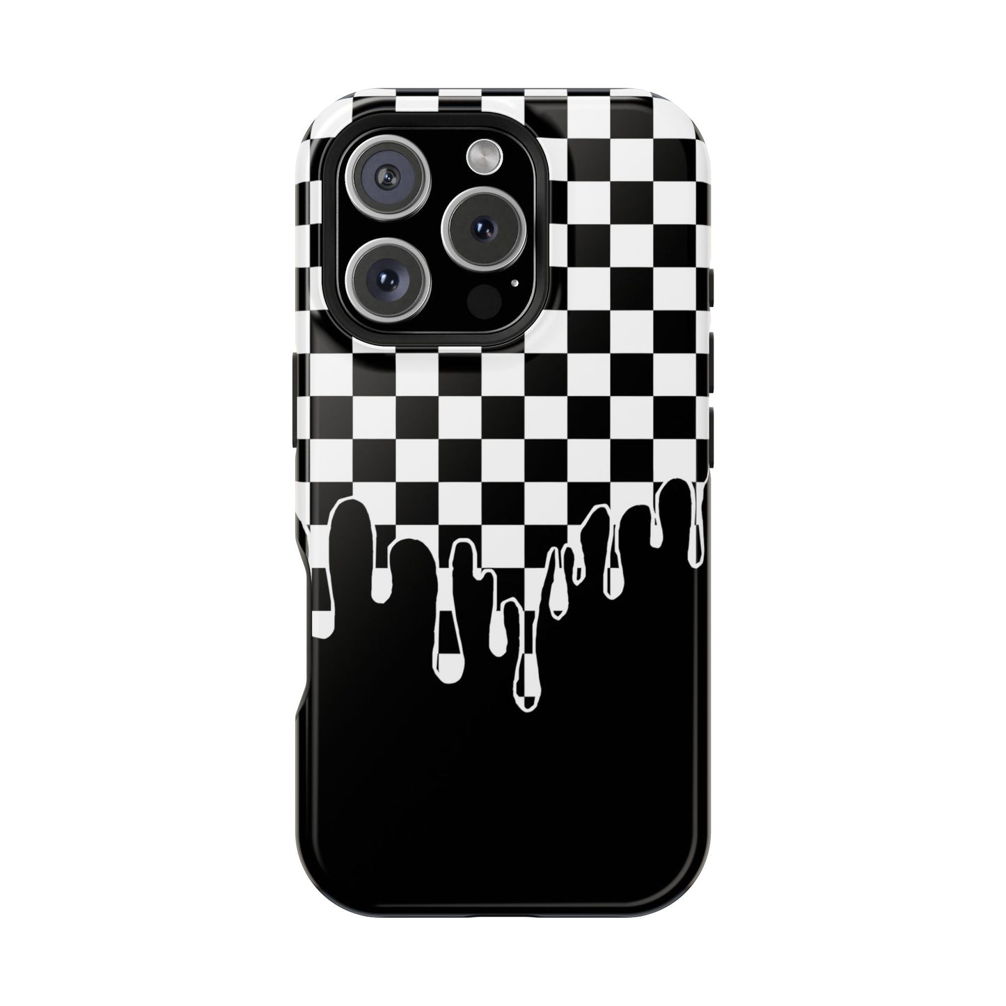 Dripping Checkerboard Phone Case – MagSafe Compatible for iPhone & Samsung Galaxy