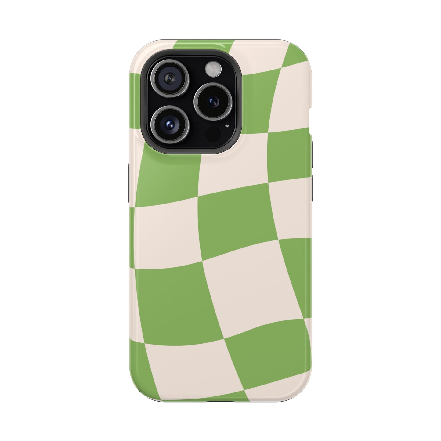 Green Wavy Checkerboard Aesthetic Phone Case – MagSafe Compatible for iPhone & Samsung Galaxy