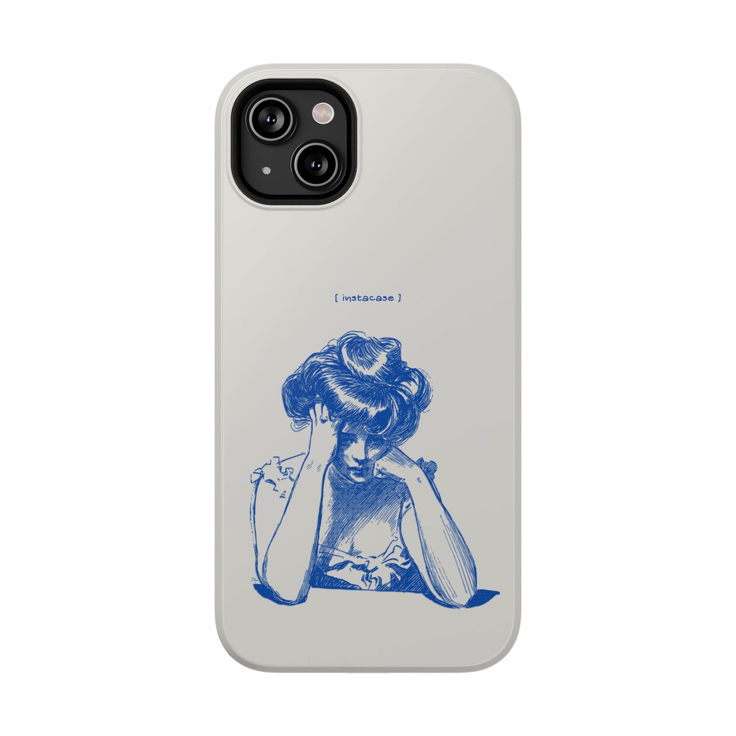 Melancholy Muse Line Art Phone Case – MagSafe Compatible for iPhone & Samsung Galaxy