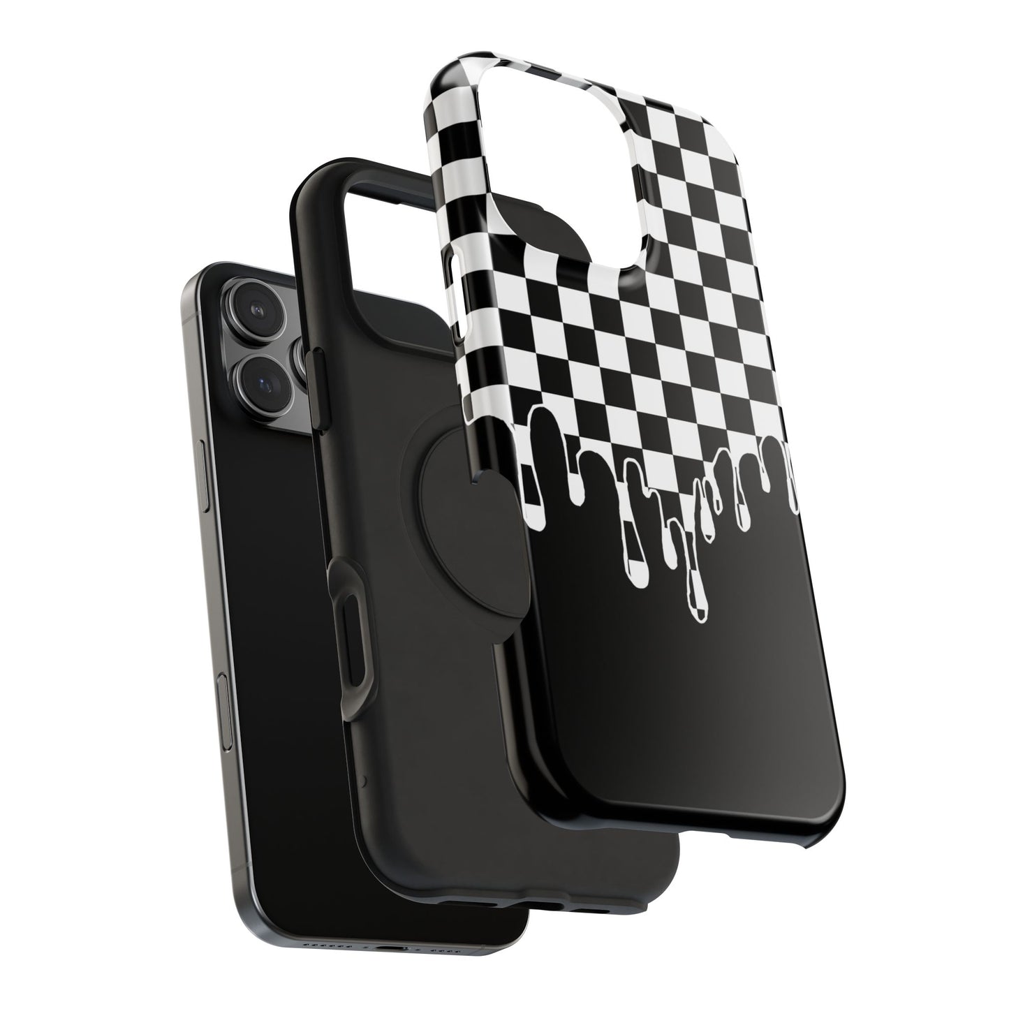 Dripping Checkerboard Phone Case – MagSafe Compatible for iPhone & Samsung Galaxy