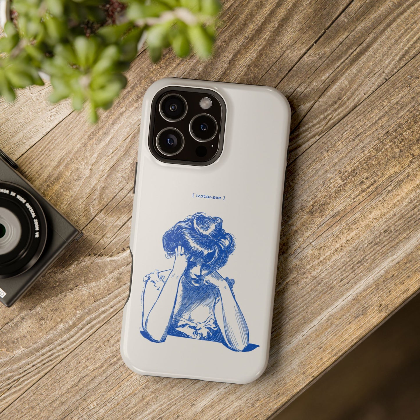 Melancholy Muse Line Art Phone Case – MagSafe Compatible for iPhone & Samsung Galaxy