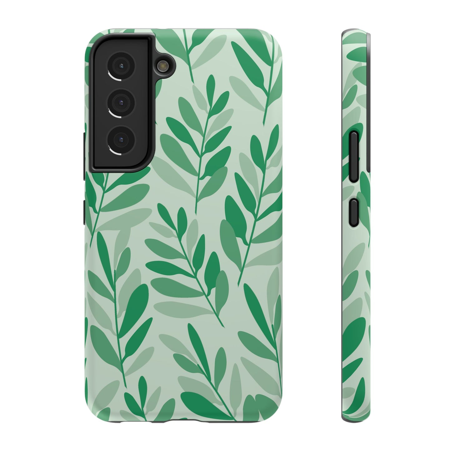 Green Leaf Pattern Phone Case – MagSafe Compatible for iPhone & Samsung Galaxy