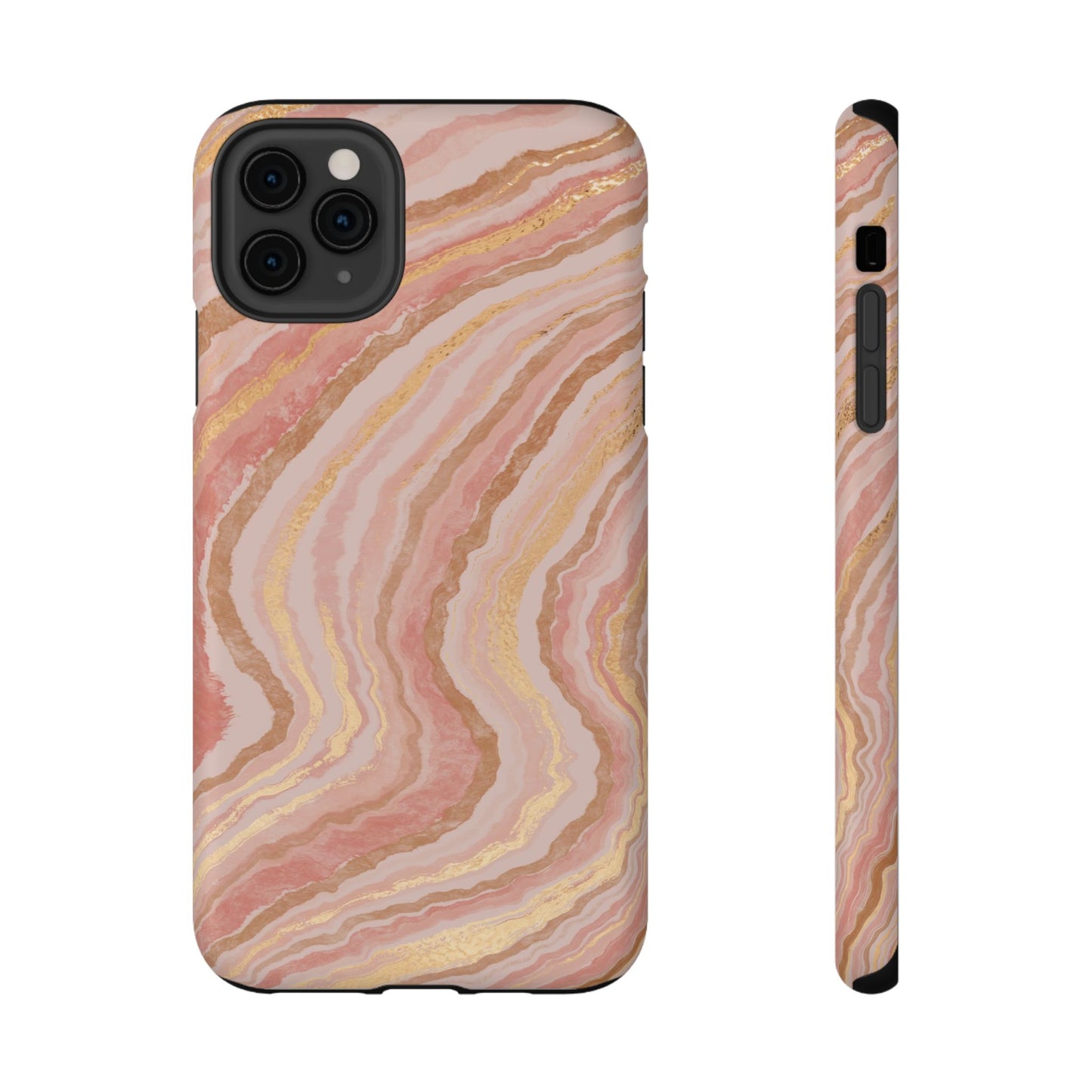 Rose Gold Marble Wave Phone Case – MagSafe Compatible for iPhone & Samsung Galaxy