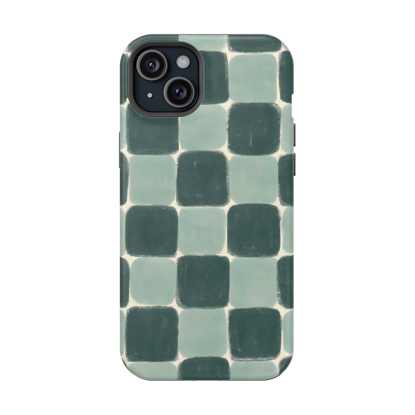 Green Checkerboard Retro Phone Case – MagSafe Compatible for iPhone & Samsung Galaxy