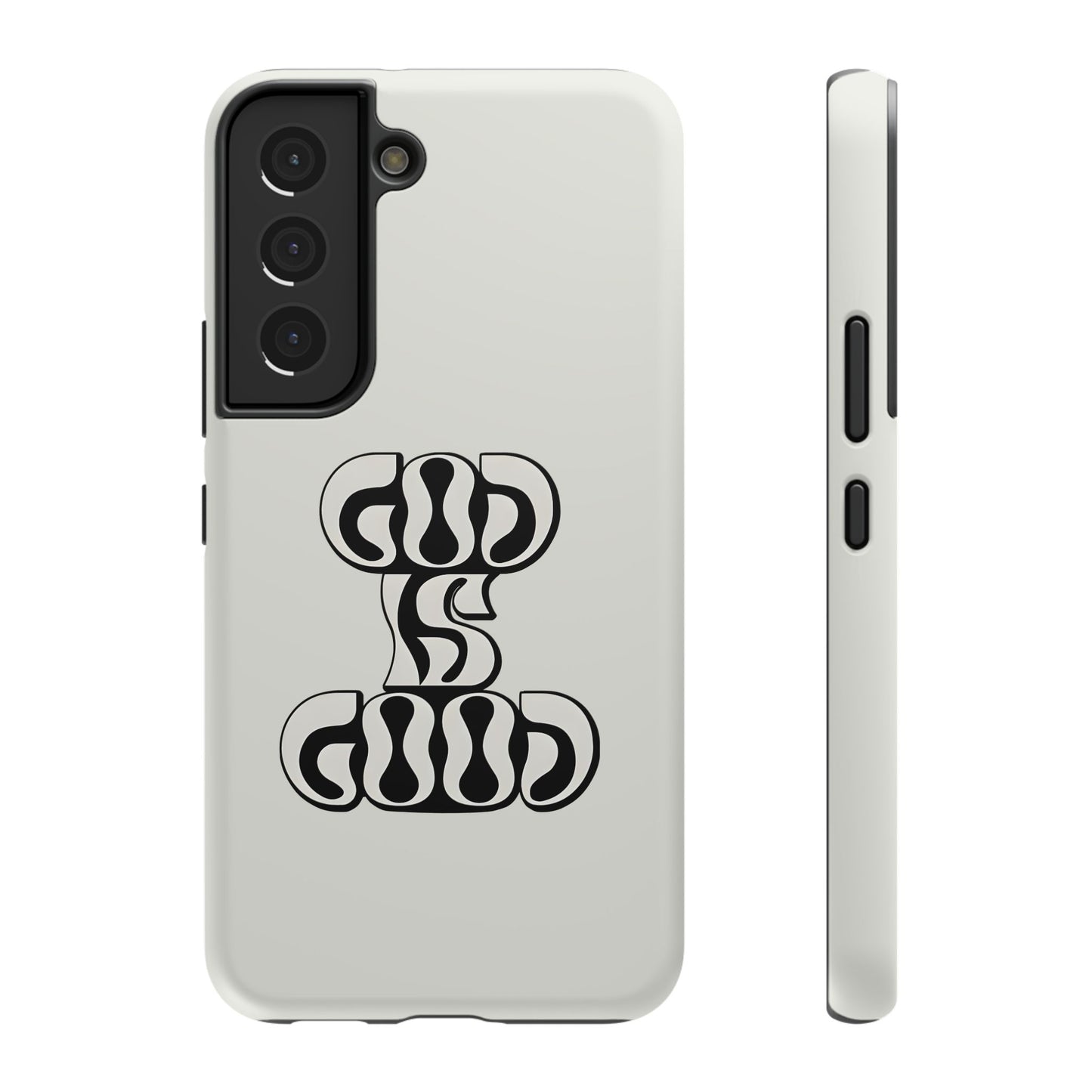 Black & White Bold "God Is Good" Phone Case – MagSafe Compatible for iPhone & Samsung Galaxy