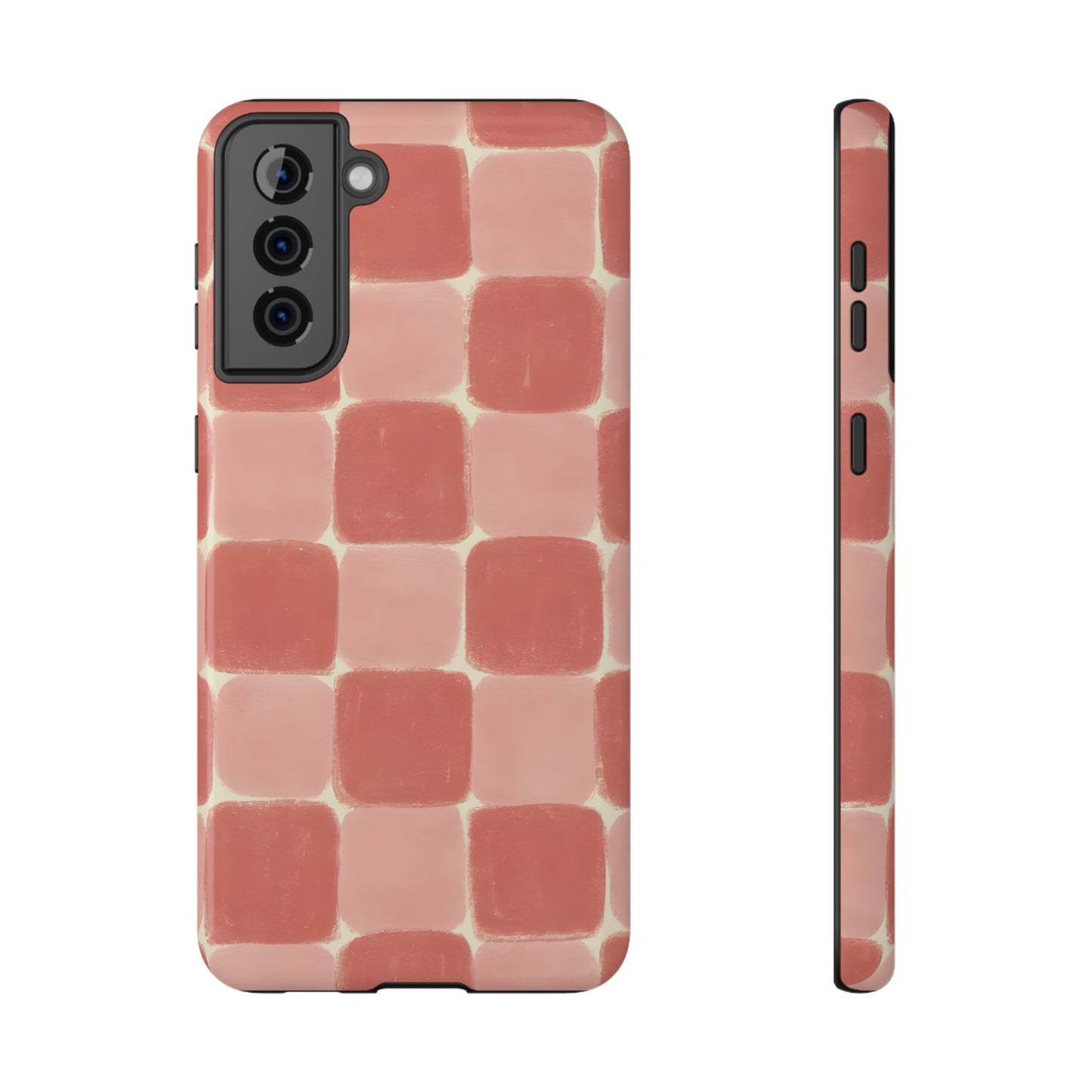 Blush Pink Checkerboard Phone Case – MagSafe Compatible for iPhone & Samsung Galaxy