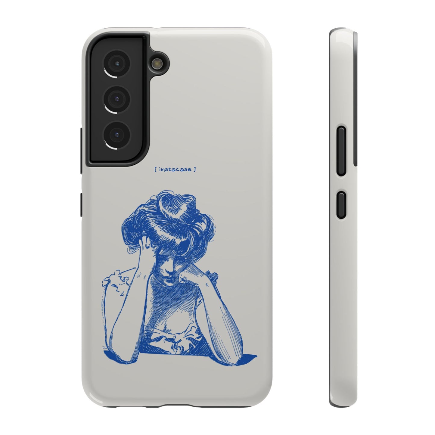 Melancholy Muse Line Art Phone Case – MagSafe Compatible for iPhone & Samsung Galaxy