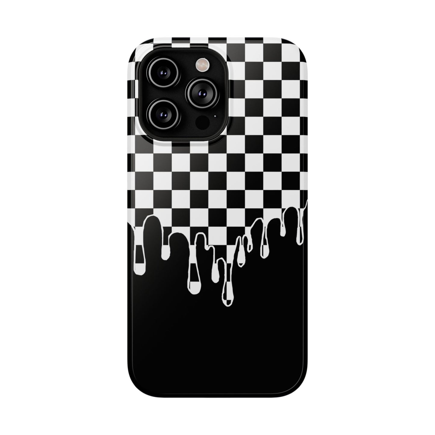 Dripping Checkerboard Phone Case – MagSafe Compatible for iPhone & Samsung Galaxy