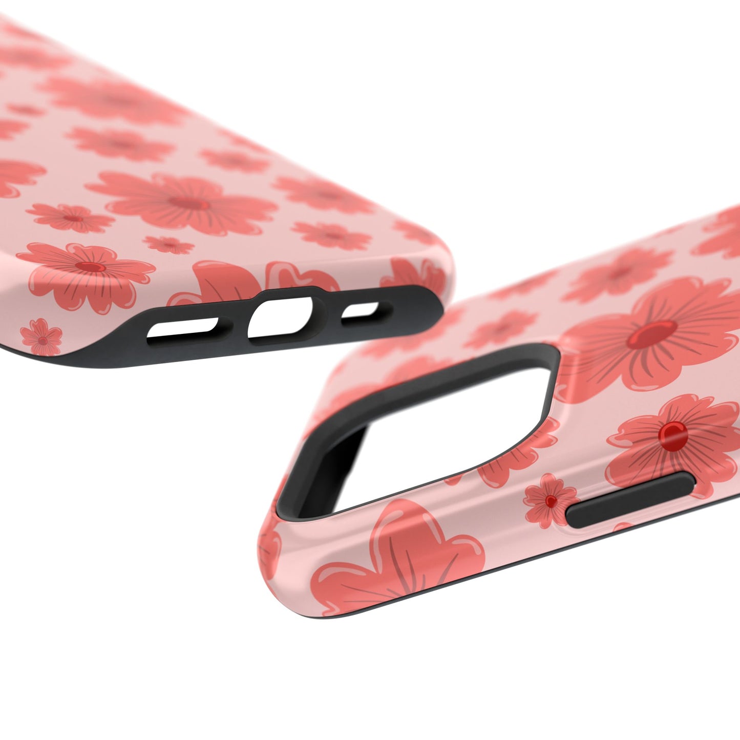 Blush Red Floral Phone Case – MagSafe Compatible for iPhone & Samsung Galaxy