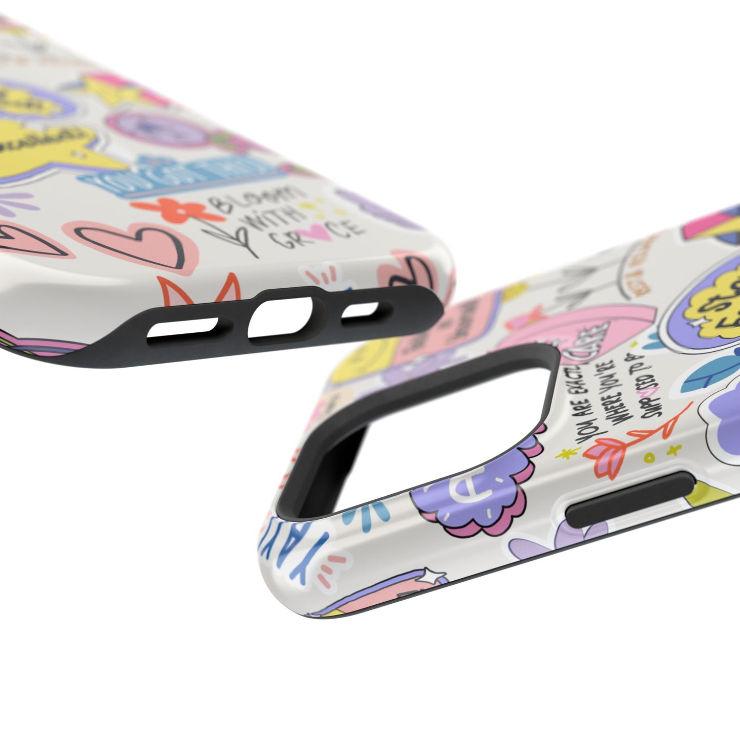Motivational Doodle Collage Phone Case – MagSafe Compatible for iPhone & Samsung Galaxy