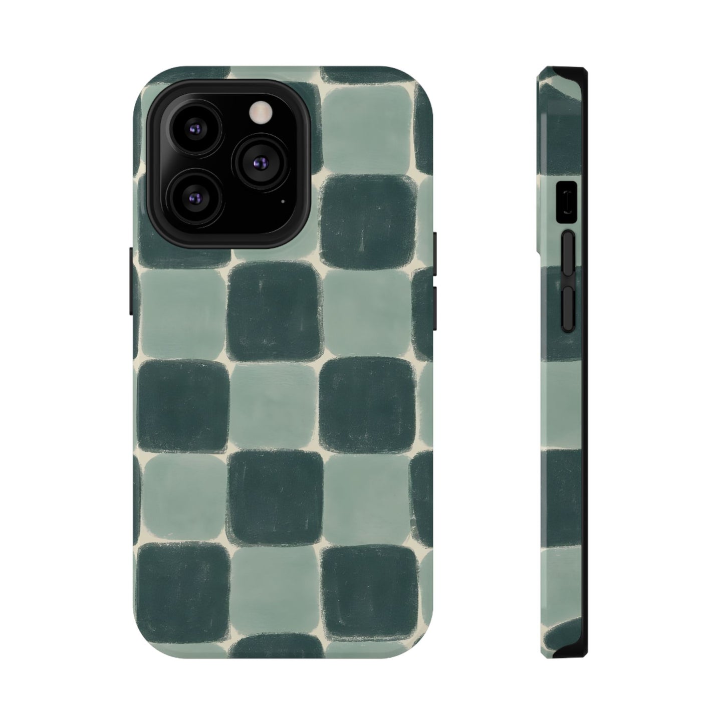 Green Checkerboard Retro Phone Case – MagSafe Compatible for iPhone & Samsung Galaxy