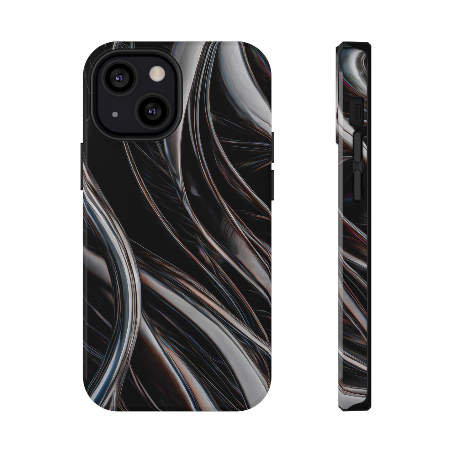 Black Metallic Streaks Phone Case – MagSafe Compatible for iPhone & Samsung Galaxy