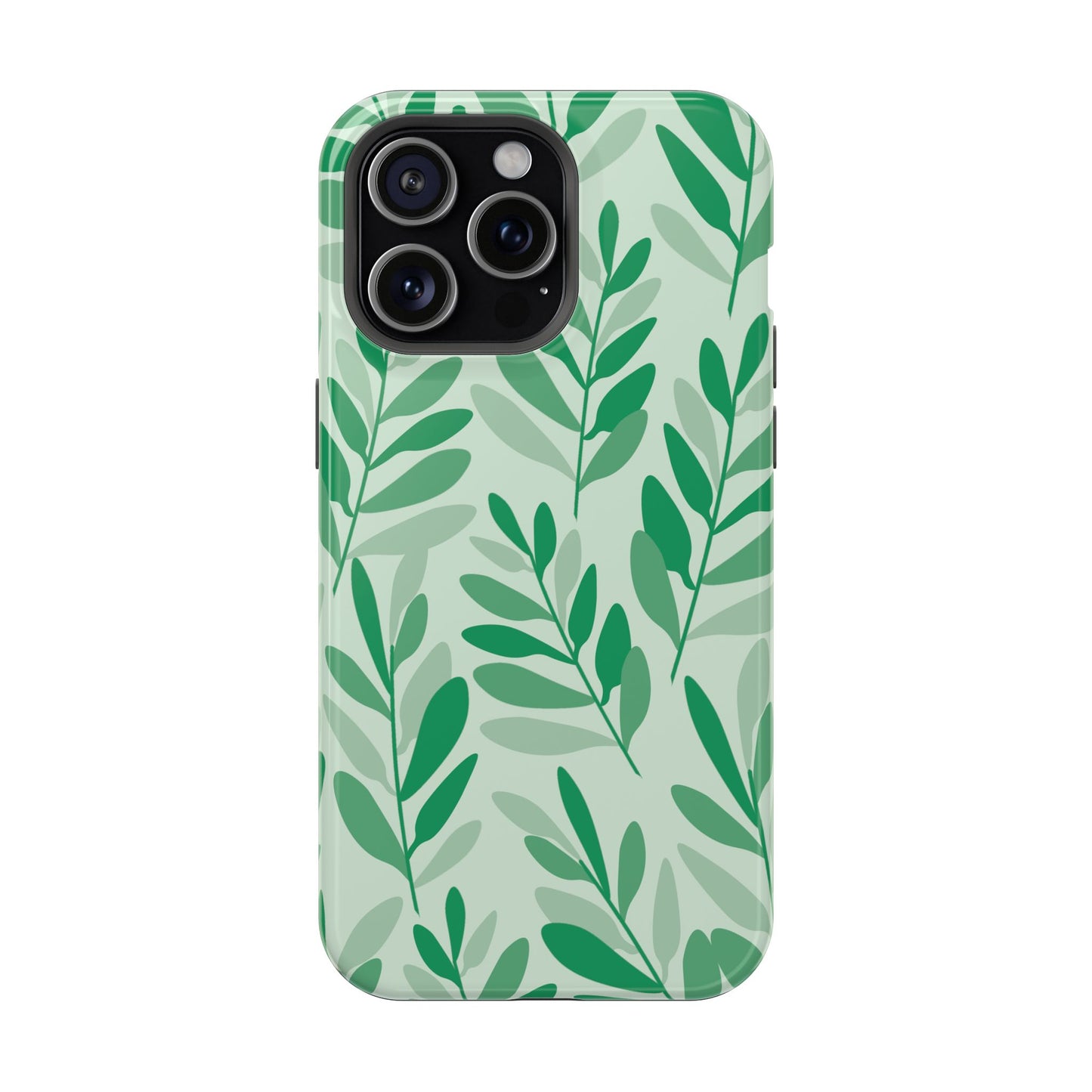Green Leaf Pattern Phone Case – MagSafe Compatible for iPhone & Samsung Galaxy