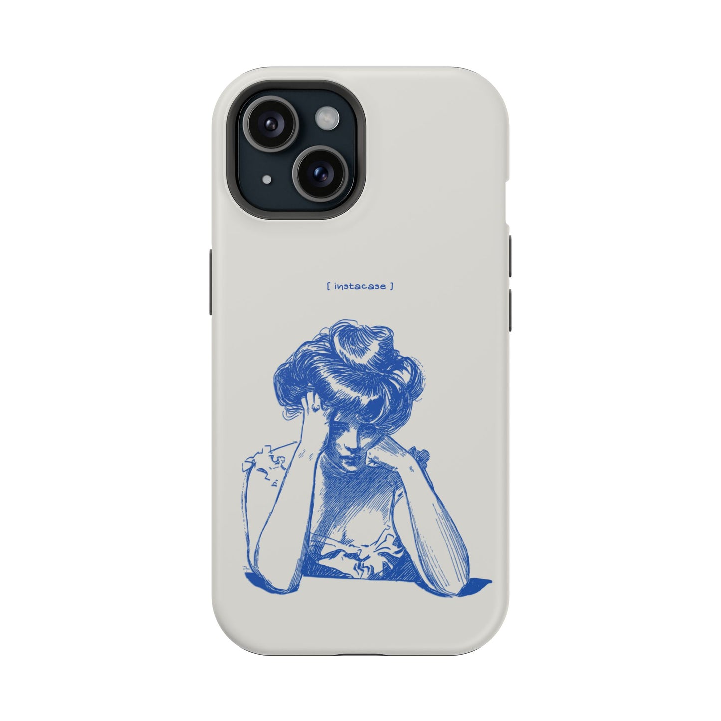 Melancholy Muse Line Art Phone Case – MagSafe Compatible for iPhone & Samsung Galaxy