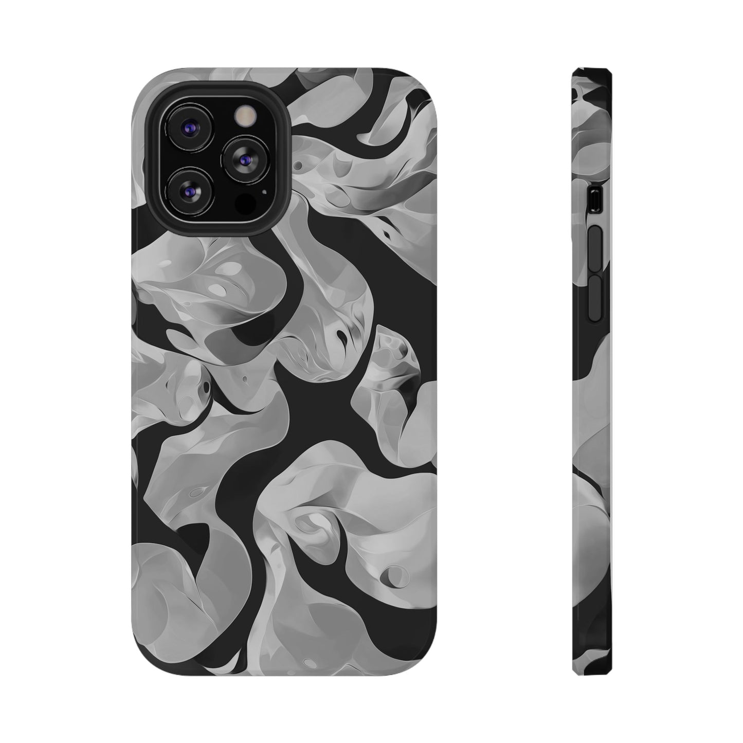 Abstract Monochrome Swirl Phone Case – MagSafe Compatible for iPhone & Samsung Galaxy