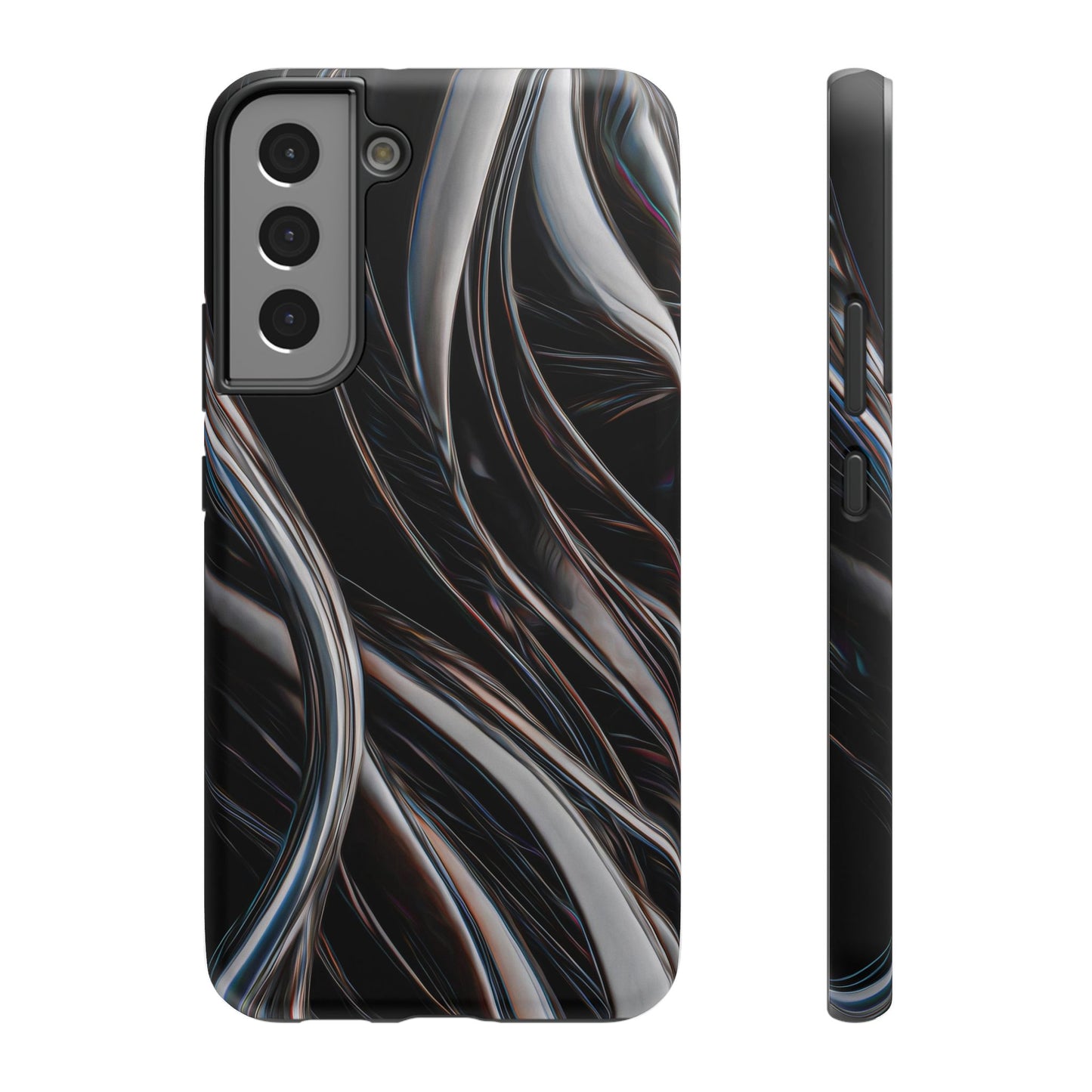 Black Metallic Streaks Phone Case – MagSafe Compatible for iPhone & Samsung Galaxy