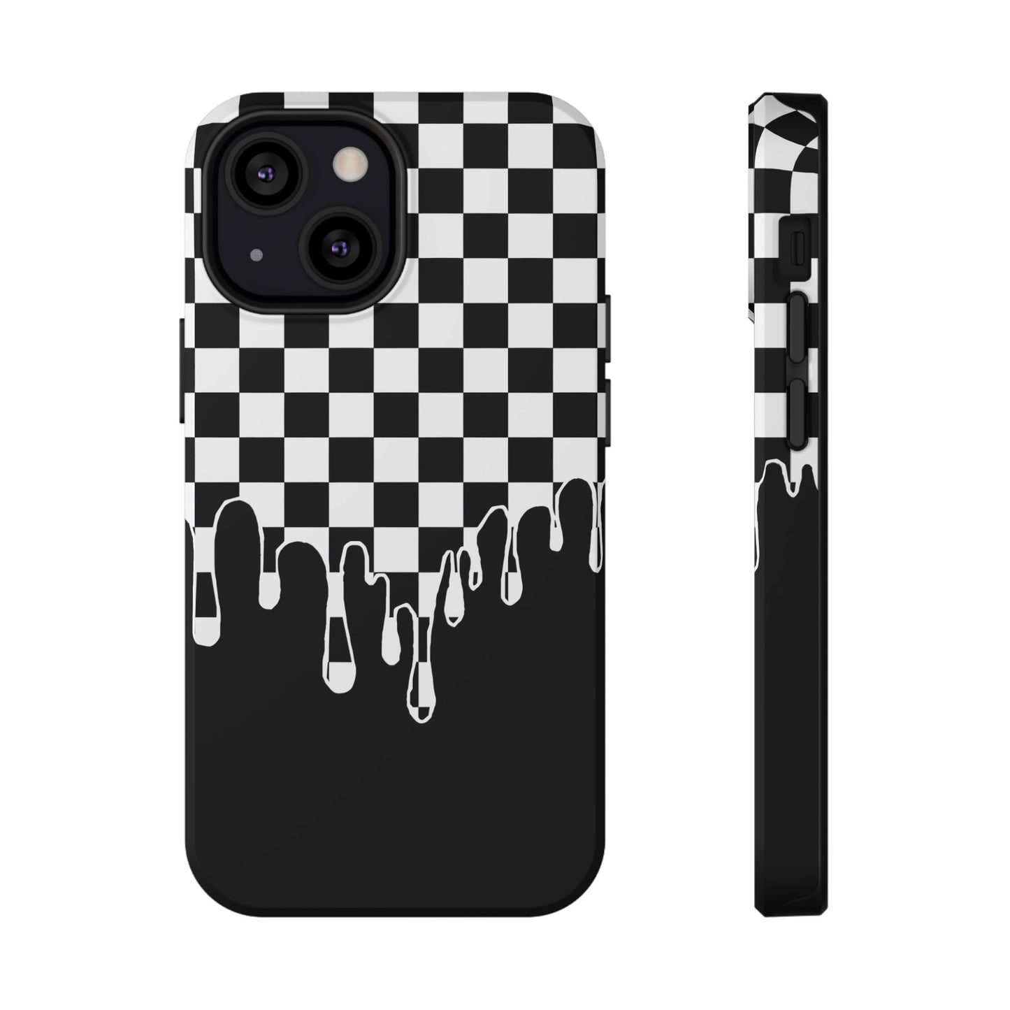 Dripping Checkerboard Phone Case – MagSafe Compatible for iPhone & Samsung Galaxy