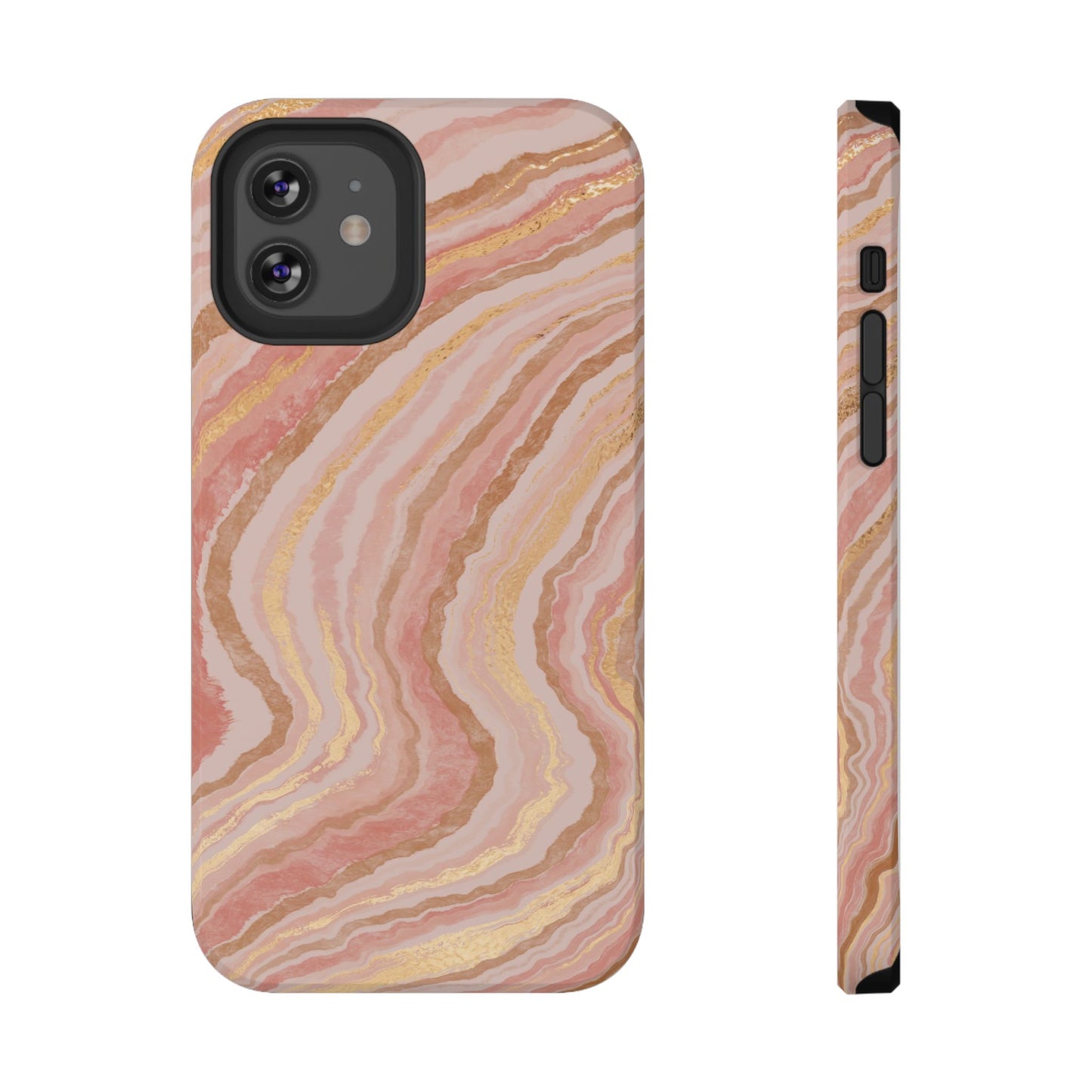 Rose Gold Marble Wave Phone Case – MagSafe Compatible for iPhone & Samsung Galaxy