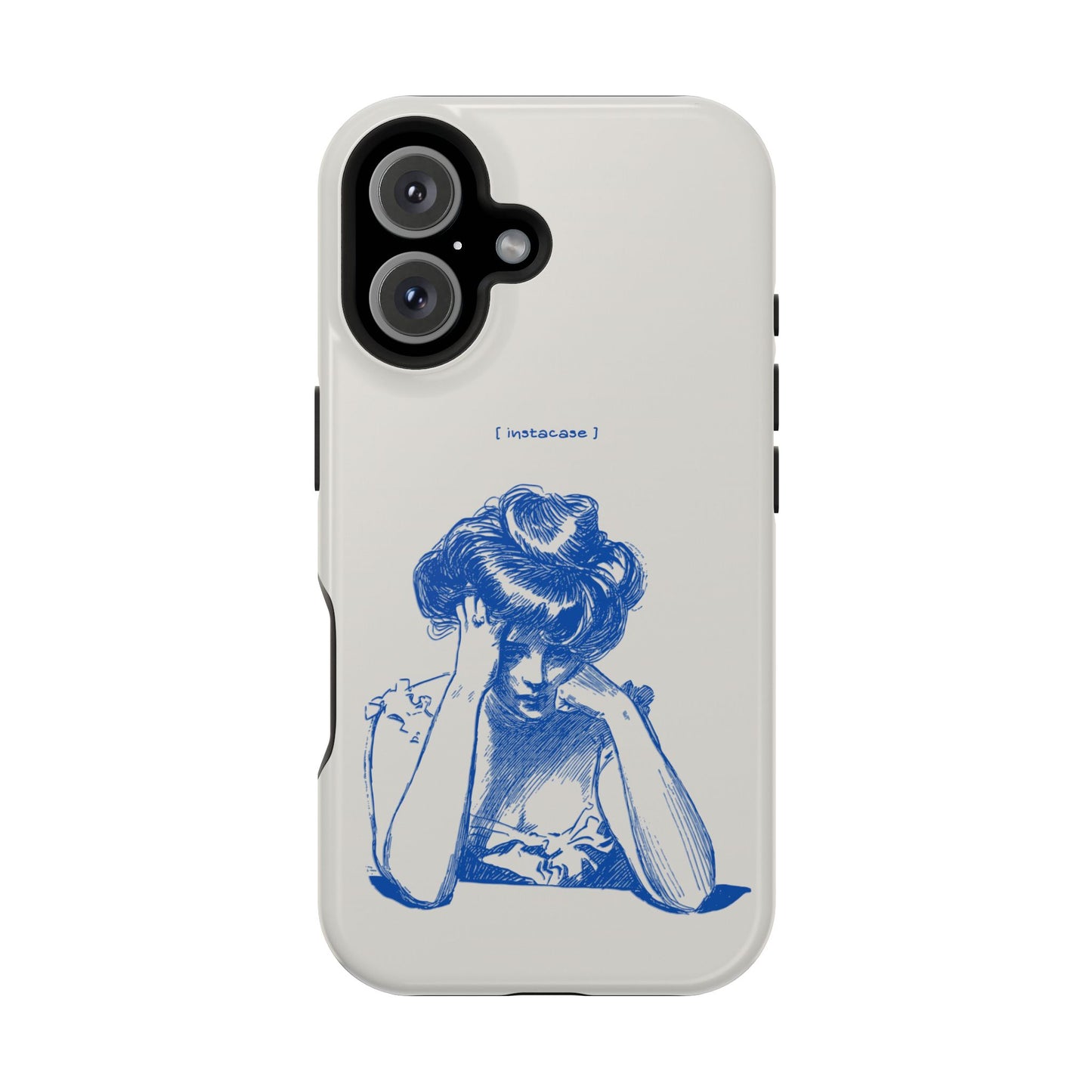 Melancholy Muse Line Art Phone Case – MagSafe Compatible for iPhone & Samsung Galaxy
