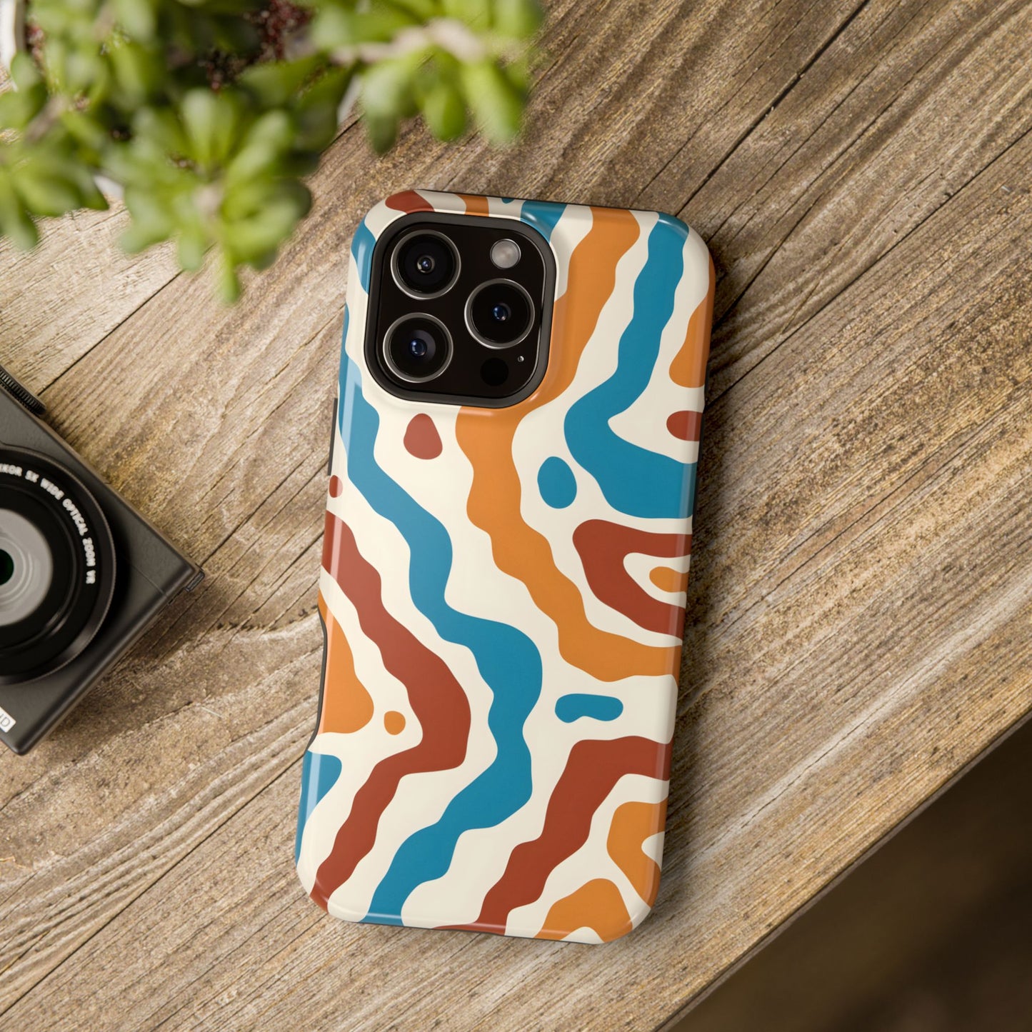 Abstract Retro Wave Phone Case – MagSafe Compatible for iPhone & Samsung Galaxy