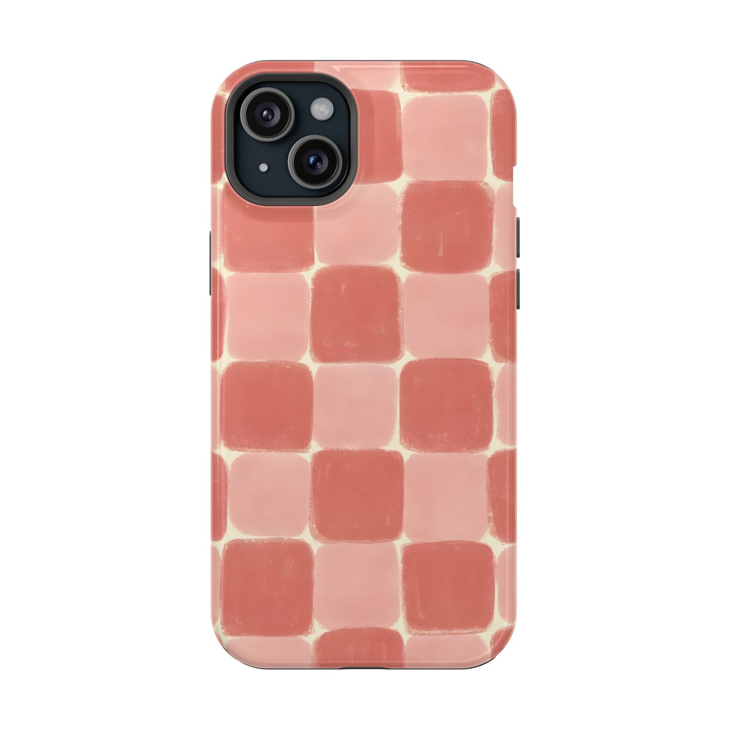 Blush Pink Checkerboard Phone Case – MagSafe Compatible for iPhone & Samsung Galaxy