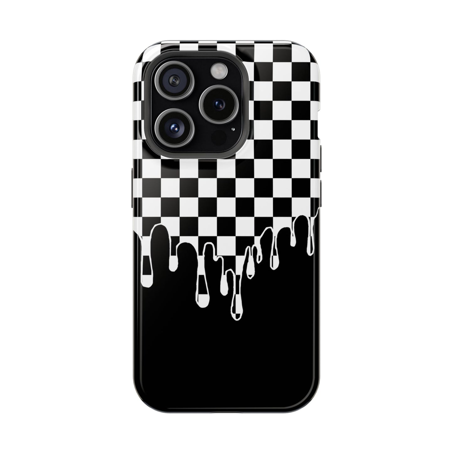 Dripping Checkerboard Phone Case – MagSafe Compatible for iPhone & Samsung Galaxy