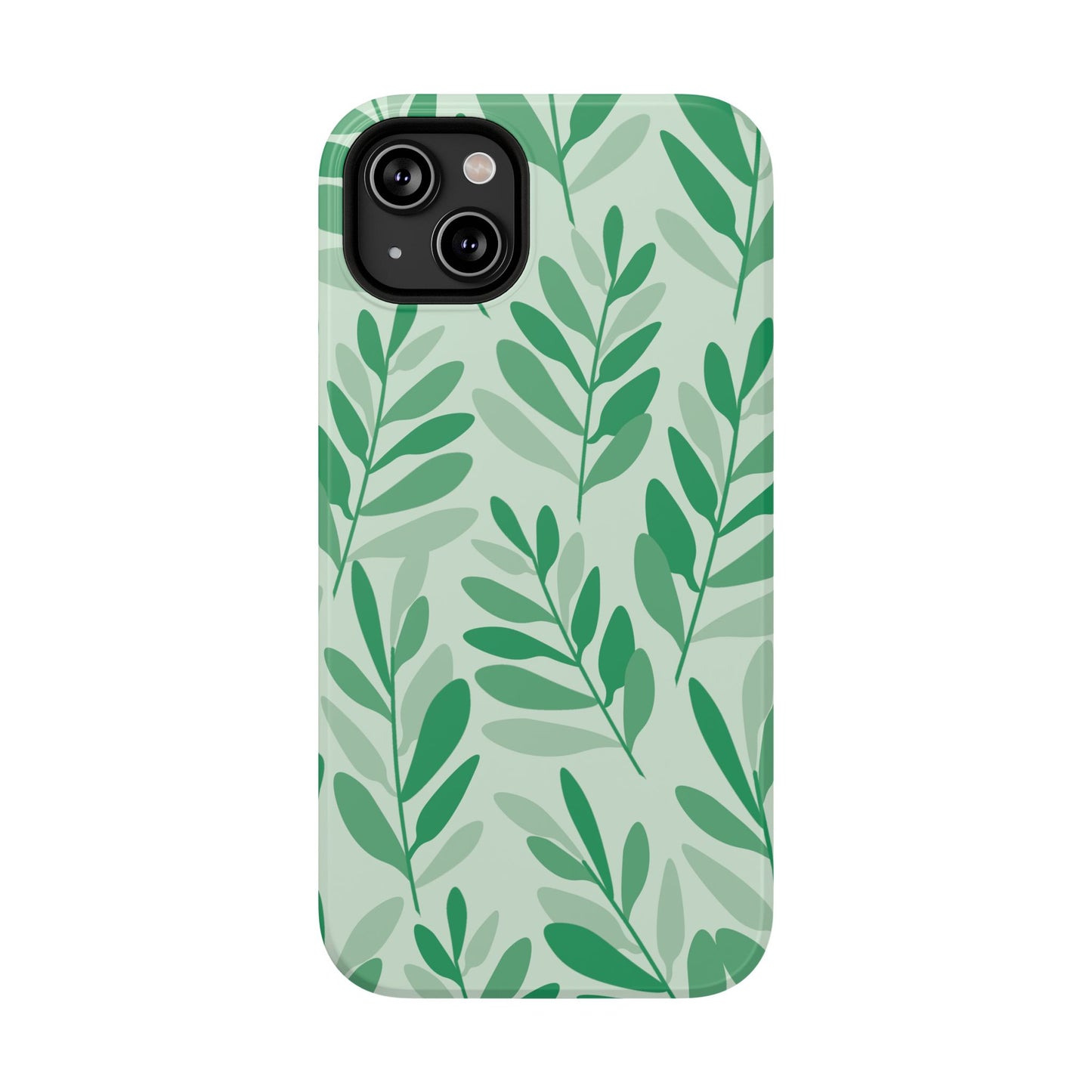 Green Leaf Pattern Phone Case – MagSafe Compatible for iPhone & Samsung Galaxy