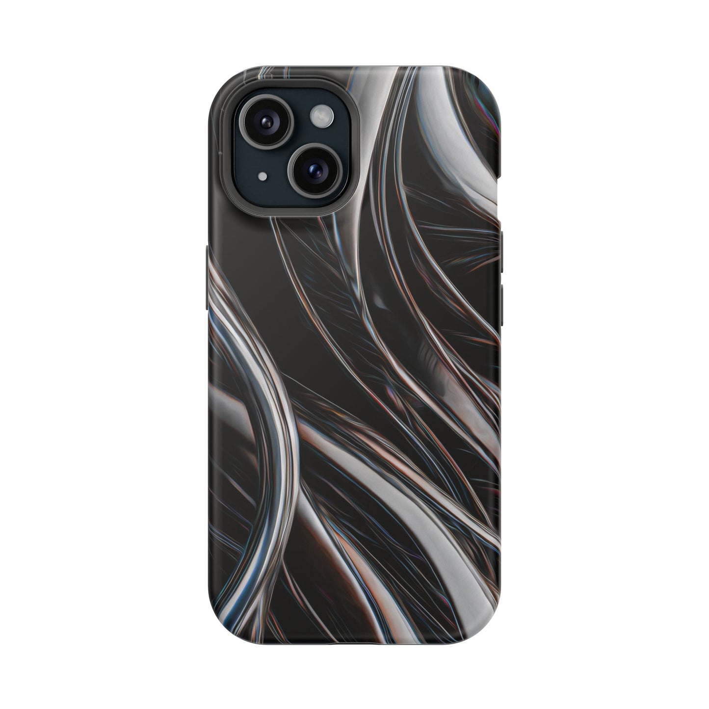 Black Metallic Streaks Phone Case – MagSafe Compatible for iPhone & Samsung Galaxy