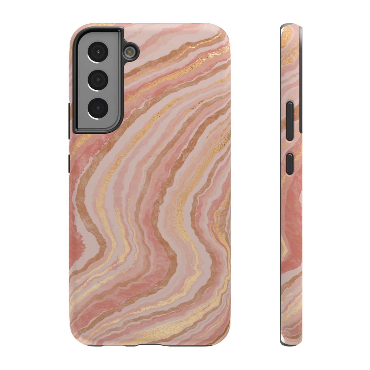 Rose Gold Marble Wave Phone Case – MagSafe Compatible for iPhone & Samsung Galaxy