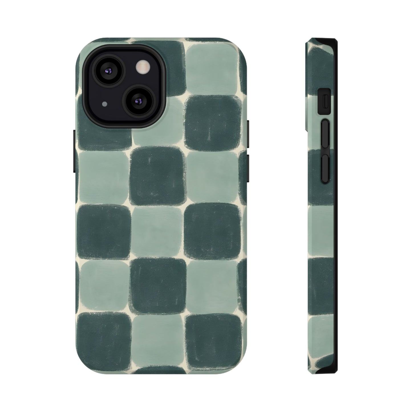 Green Checkerboard Retro Phone Case – MagSafe Compatible for iPhone & Samsung Galaxy